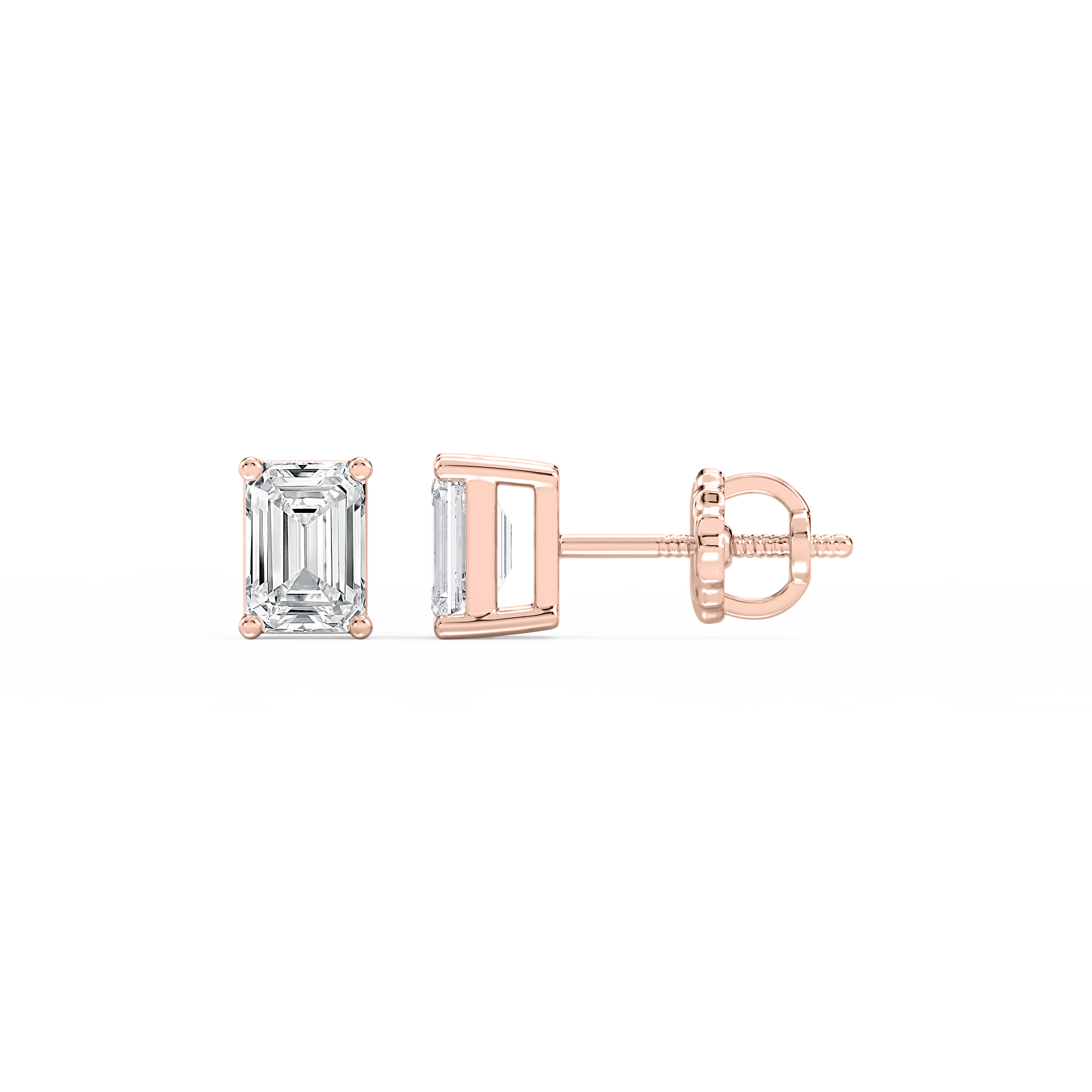 Lovea Classic Ohrstecker Schraubverschluss – Smaragdschliff – Roségold