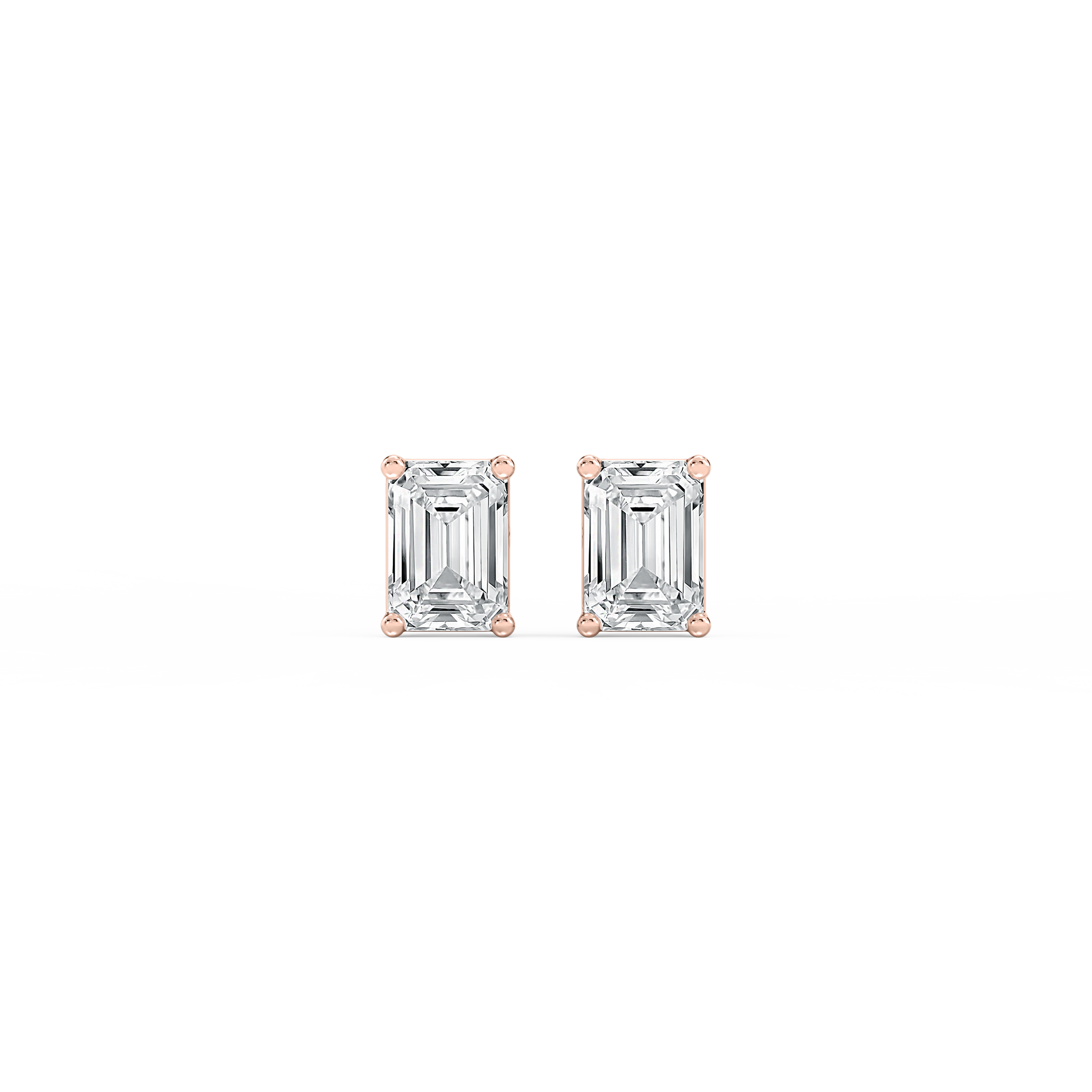Lovea Classic Ohrstecker Schraubverschluss – Smaragdschliff – Roségold
