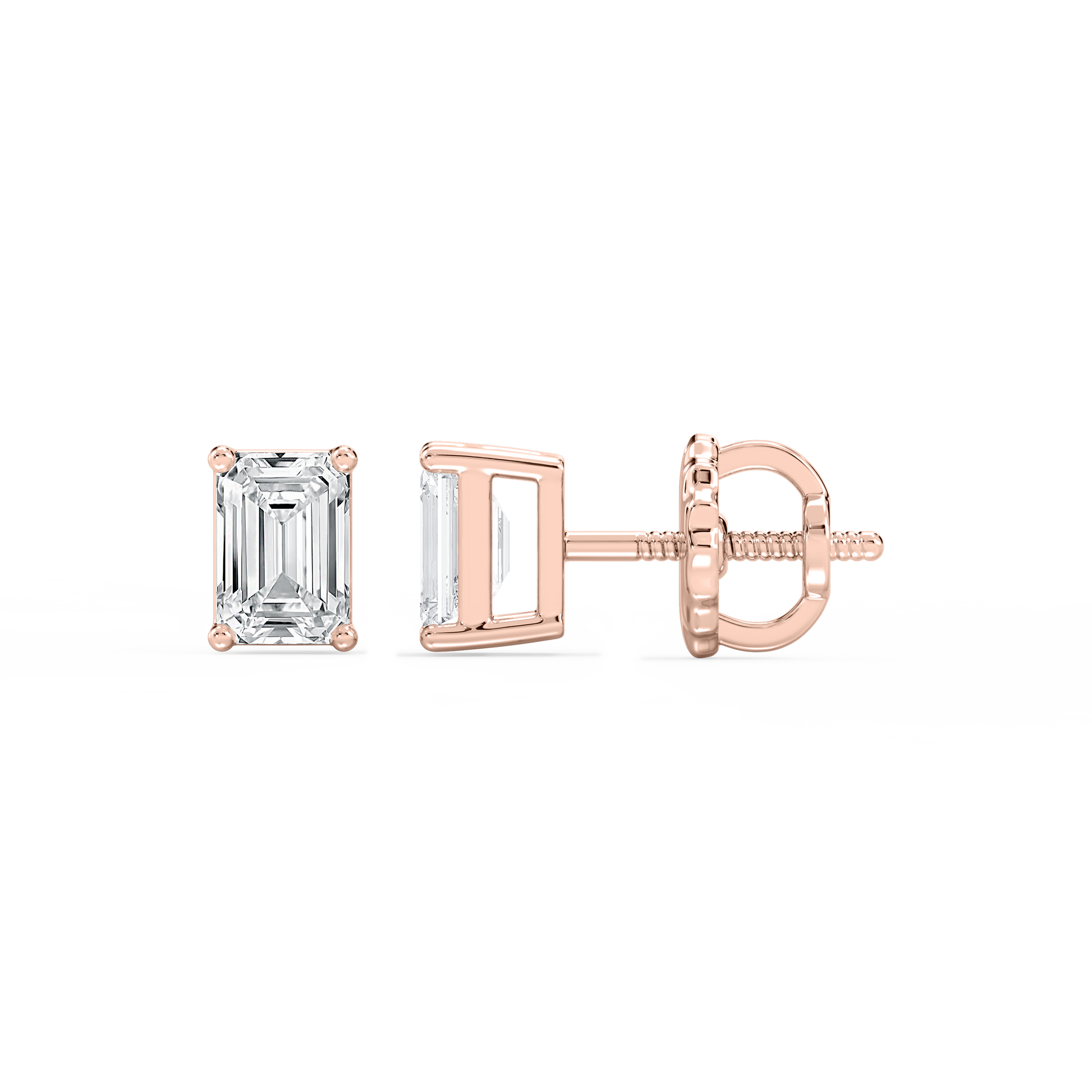 Lovea Classic Ohrstecker Schraubverschluss – Smaragdschliff – Roségold