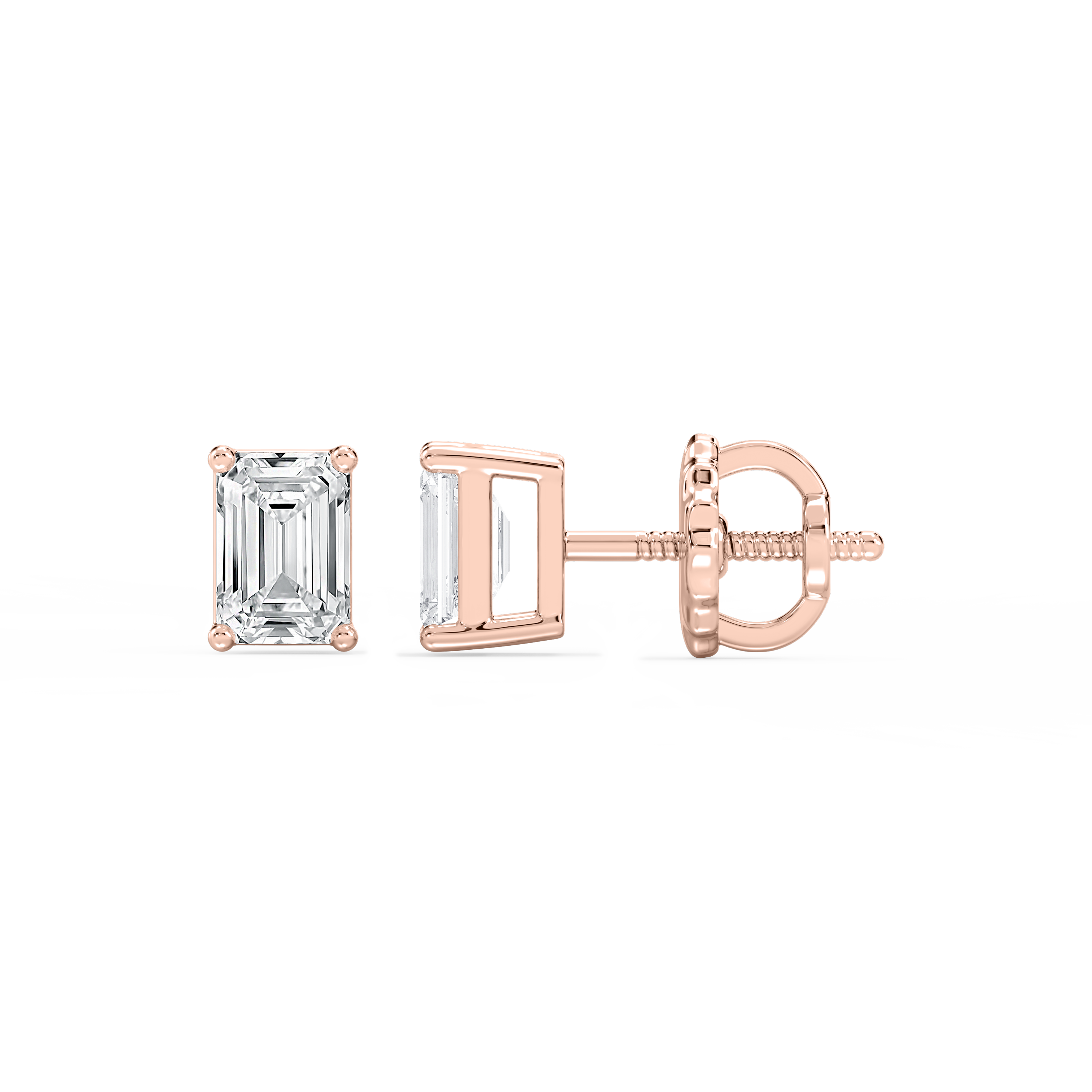 Lovea Classic Ohrstecker Schraubverschluss – Smaragdschliff – Roségold