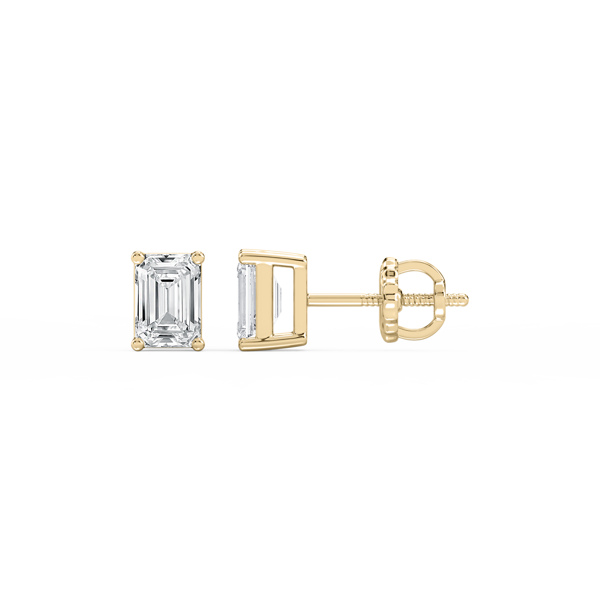 Lovea Classic Ohrstecker Schraubverschluss – Smaragdschliff – Gelbgold