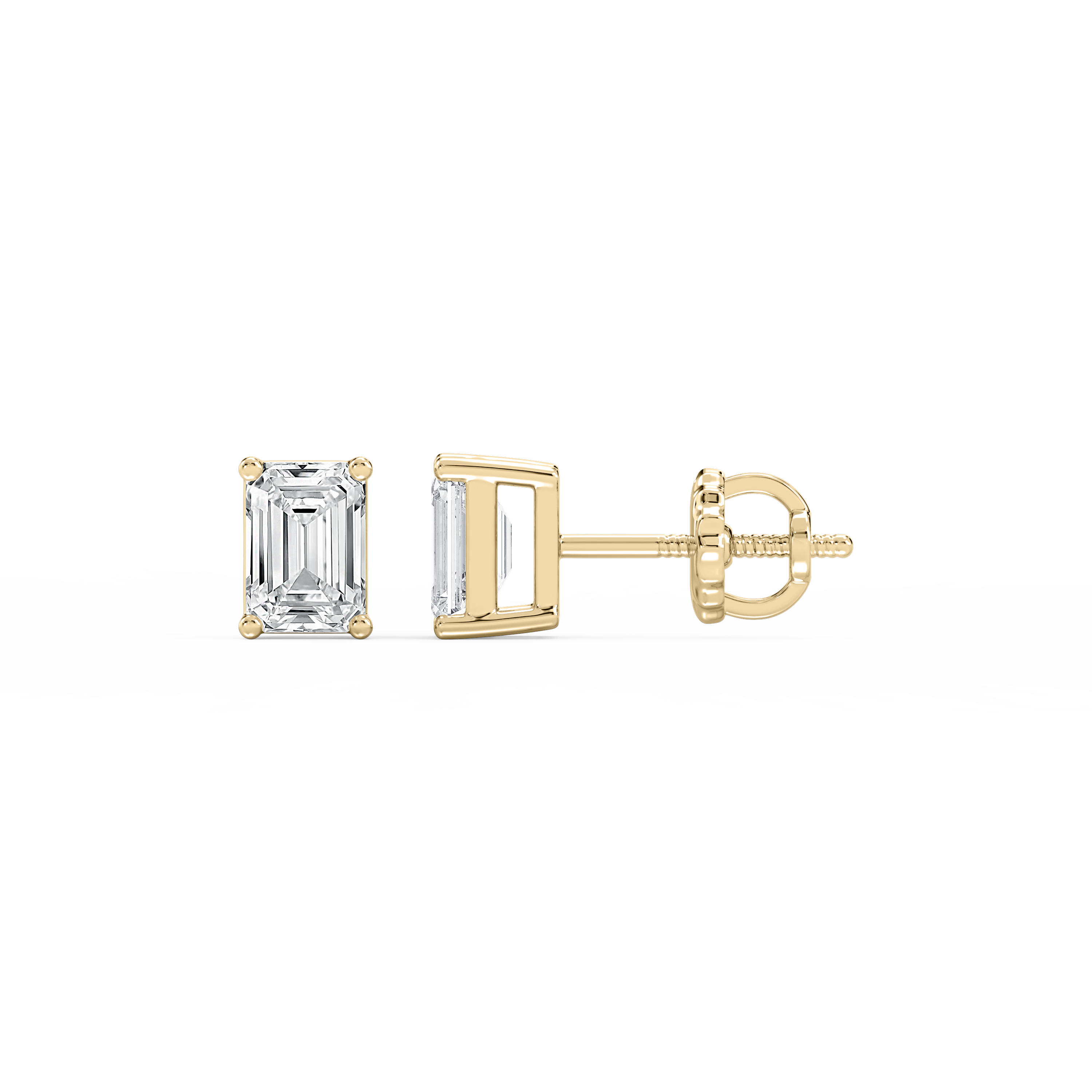 Lovea Classic Ohrstecker Schraubverschluss – Smaragdschliff – Gelbgold