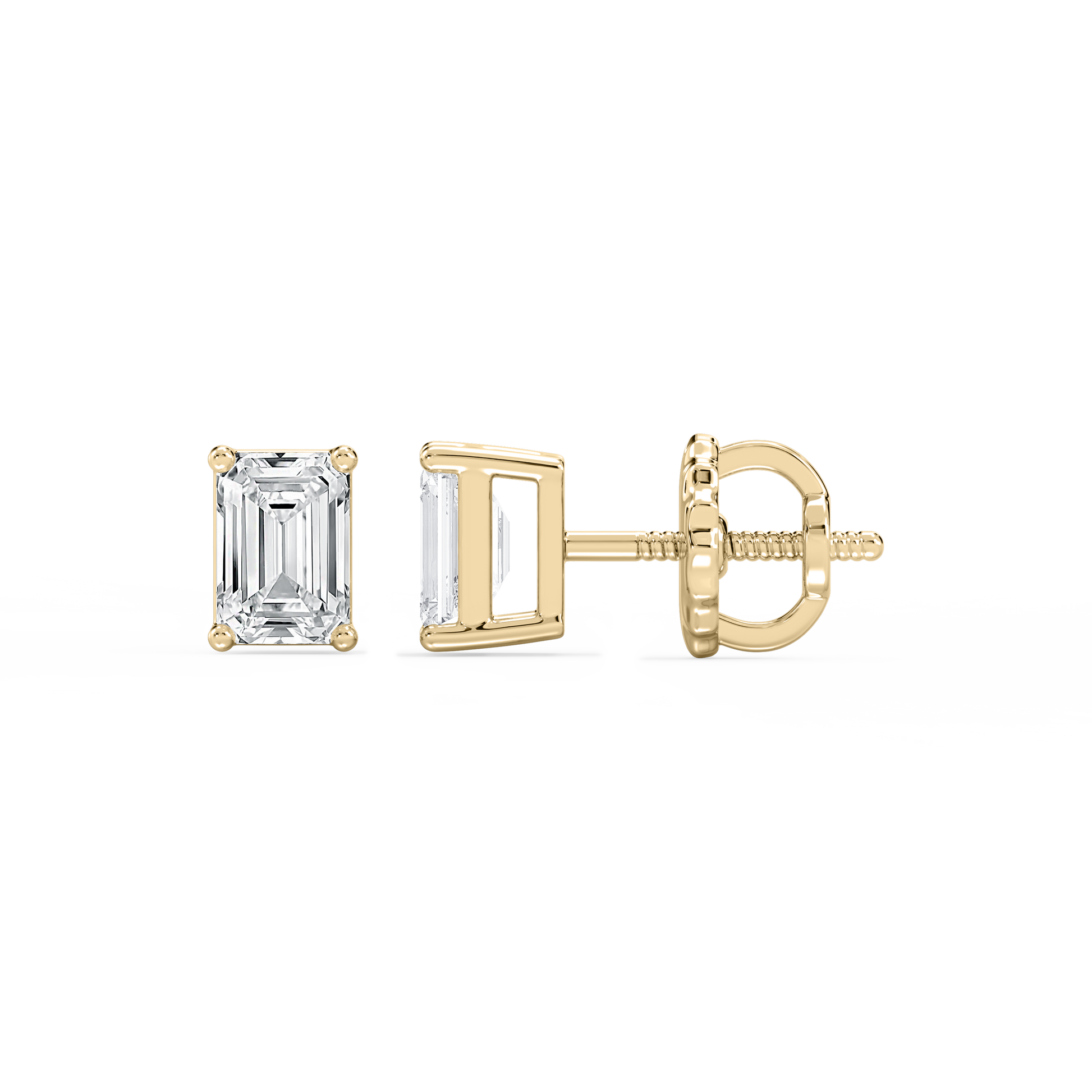 Lovea Classic Ohrstecker Schraubverschluss – Smaragdschliff – Gelbgold
