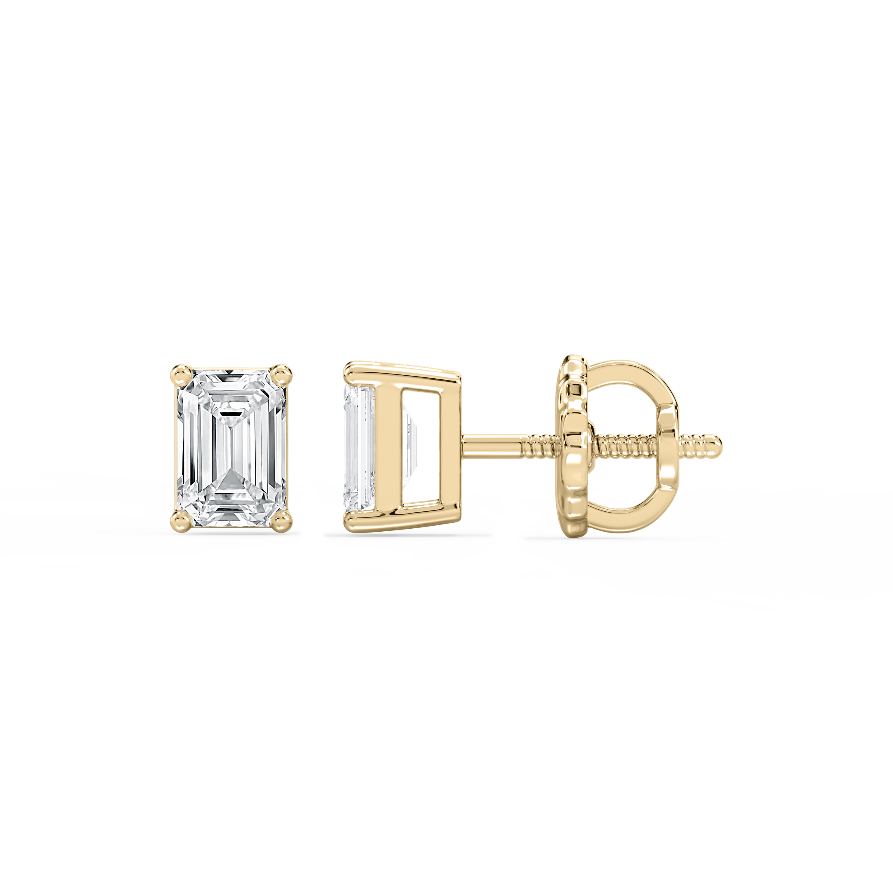 Lovea Classic Ohrstecker Schraubverschluss – Smaragdschliff – Gelbgold
