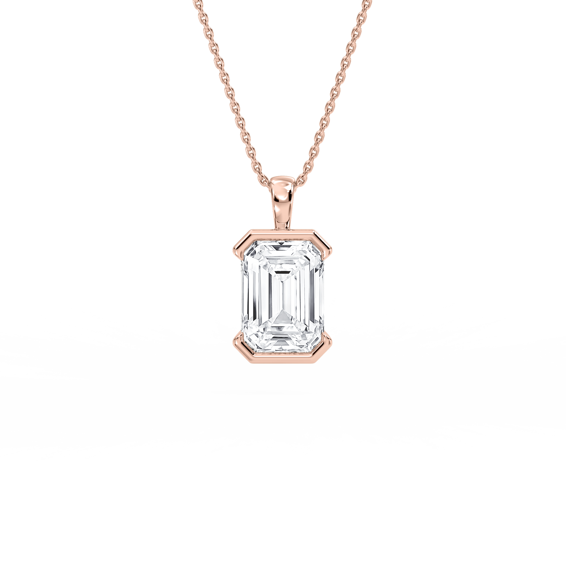 Lovea Bezel Anhänger – Smaragdschliff – Roségold