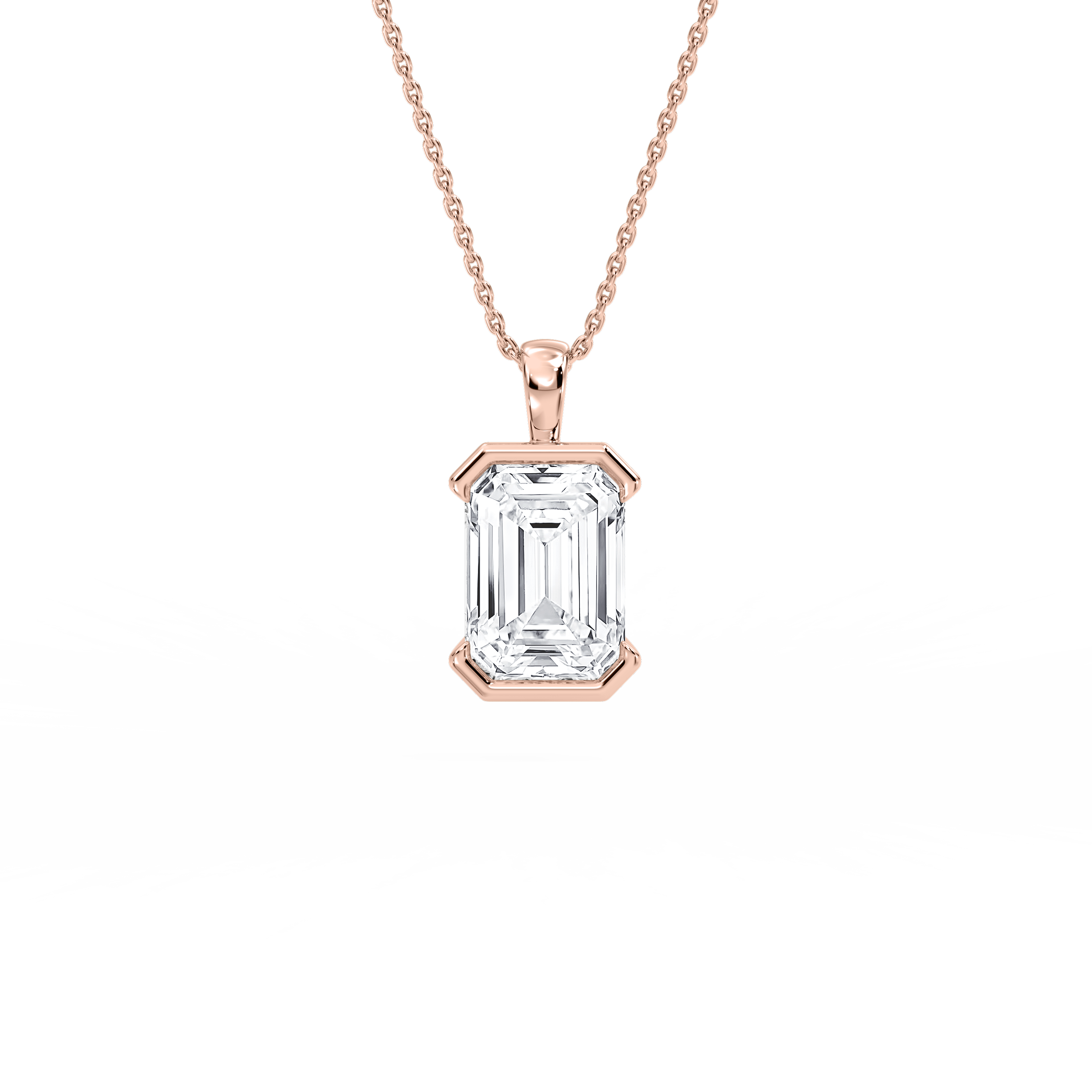 Lovea Bezel Anhänger – Smaragdschliff – Roségold