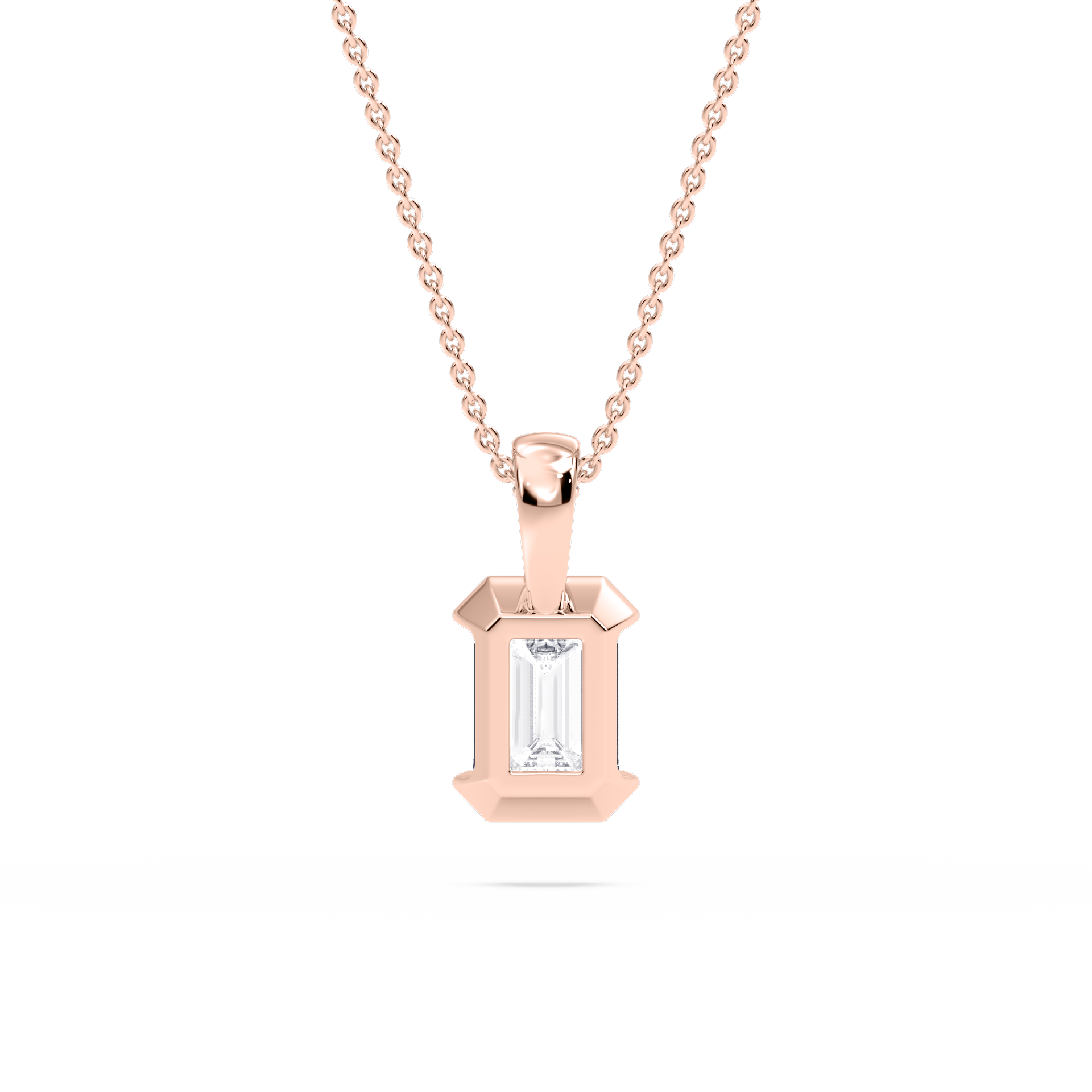 Lovea Bezel Anhänger – Smaragdschliff – Roségold