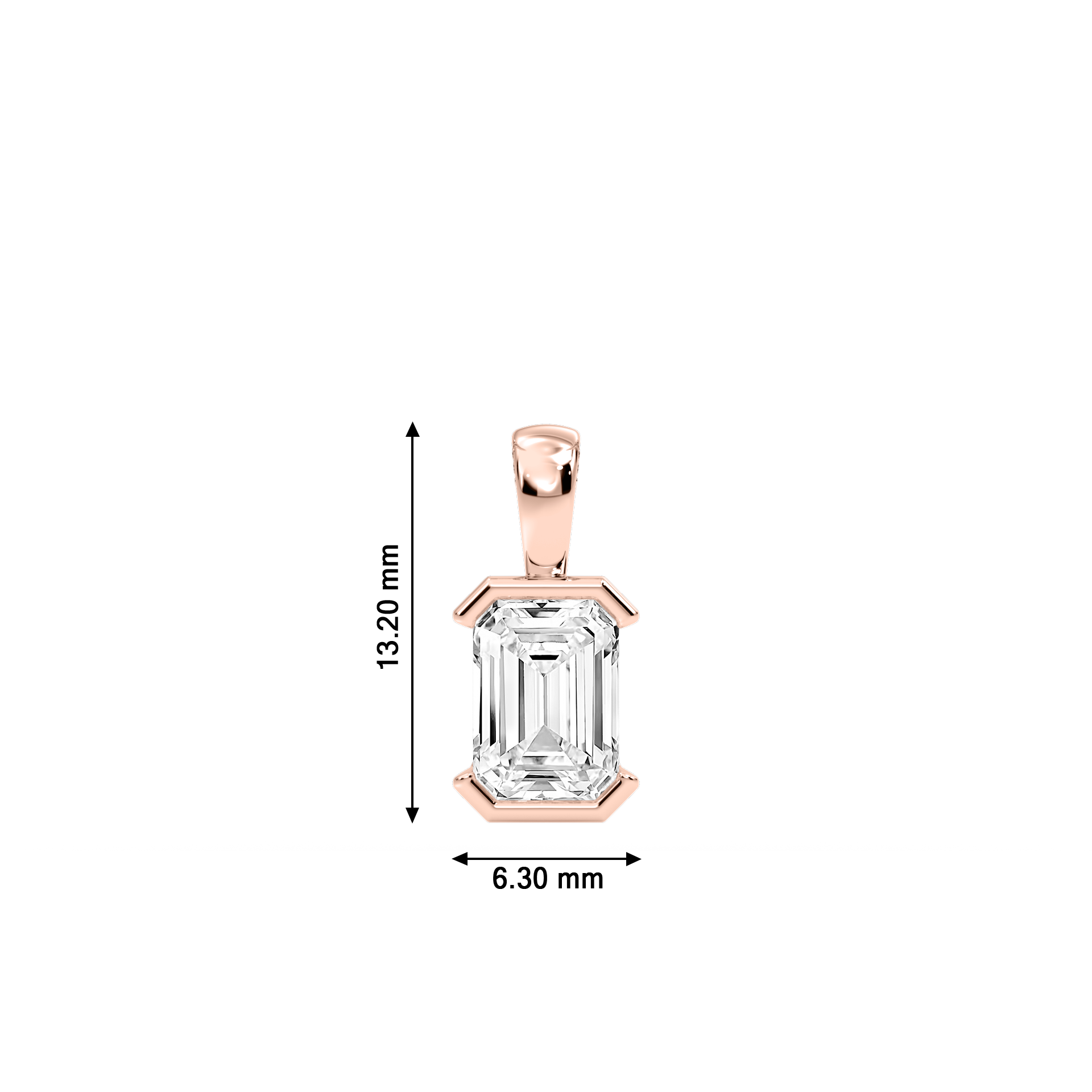 Lovea Bezel Anhänger – Smaragdschliff – Roségold