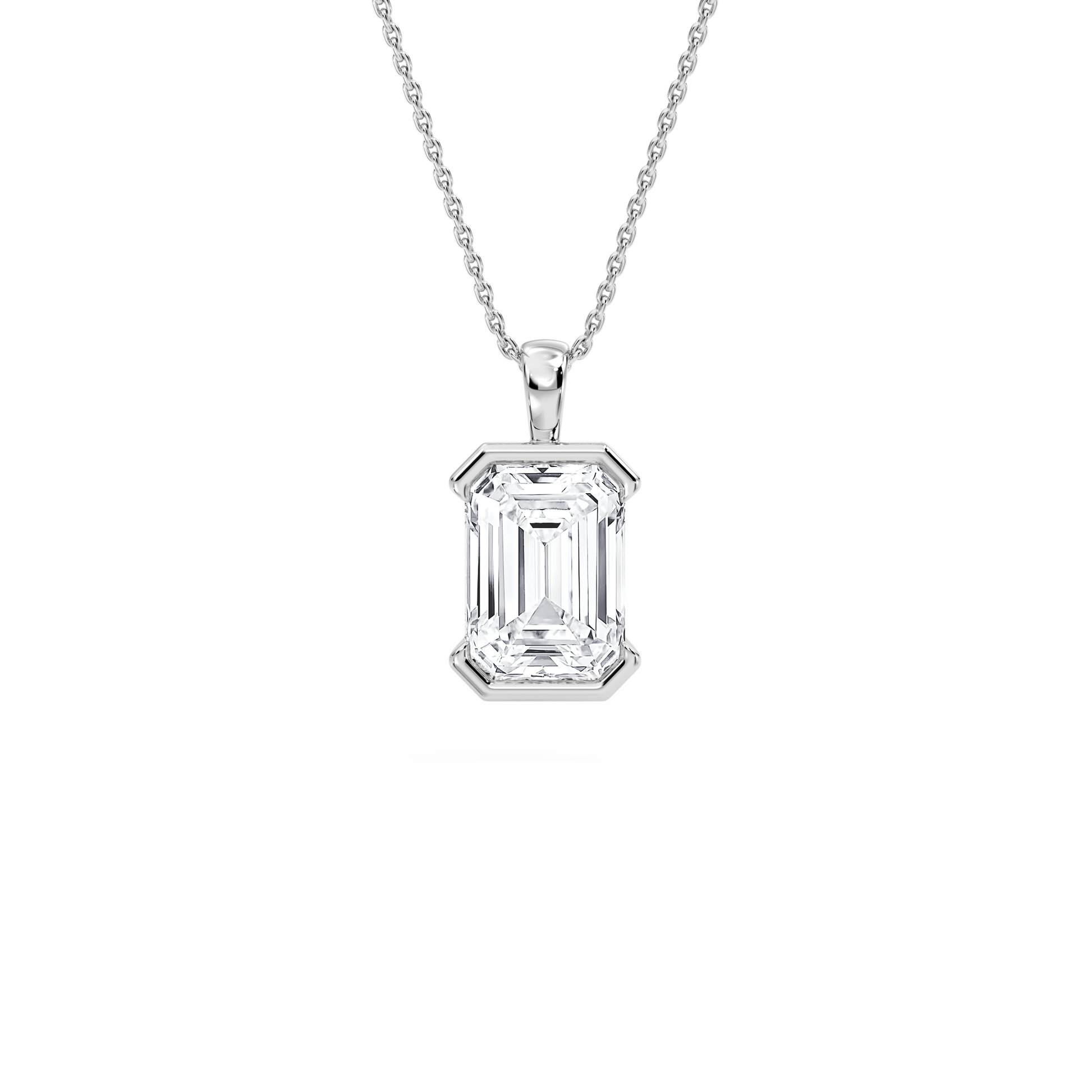 Lovea Bezel Anhänger – Smaragdschliff – Weißgold