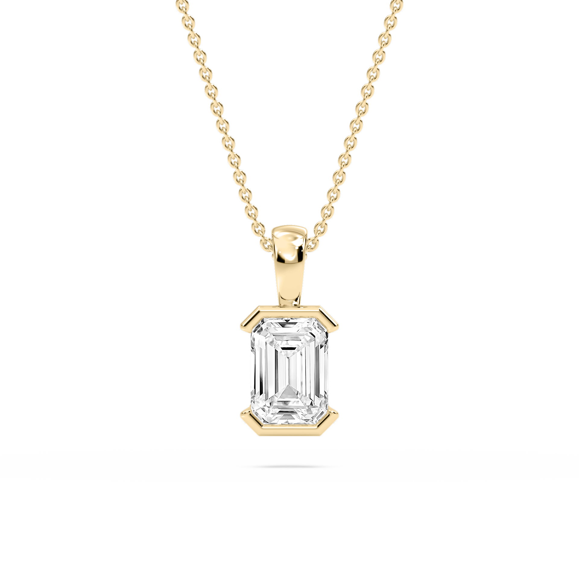 Lovea Bezel Anhänger – Smaragdschliff – Gelbgold