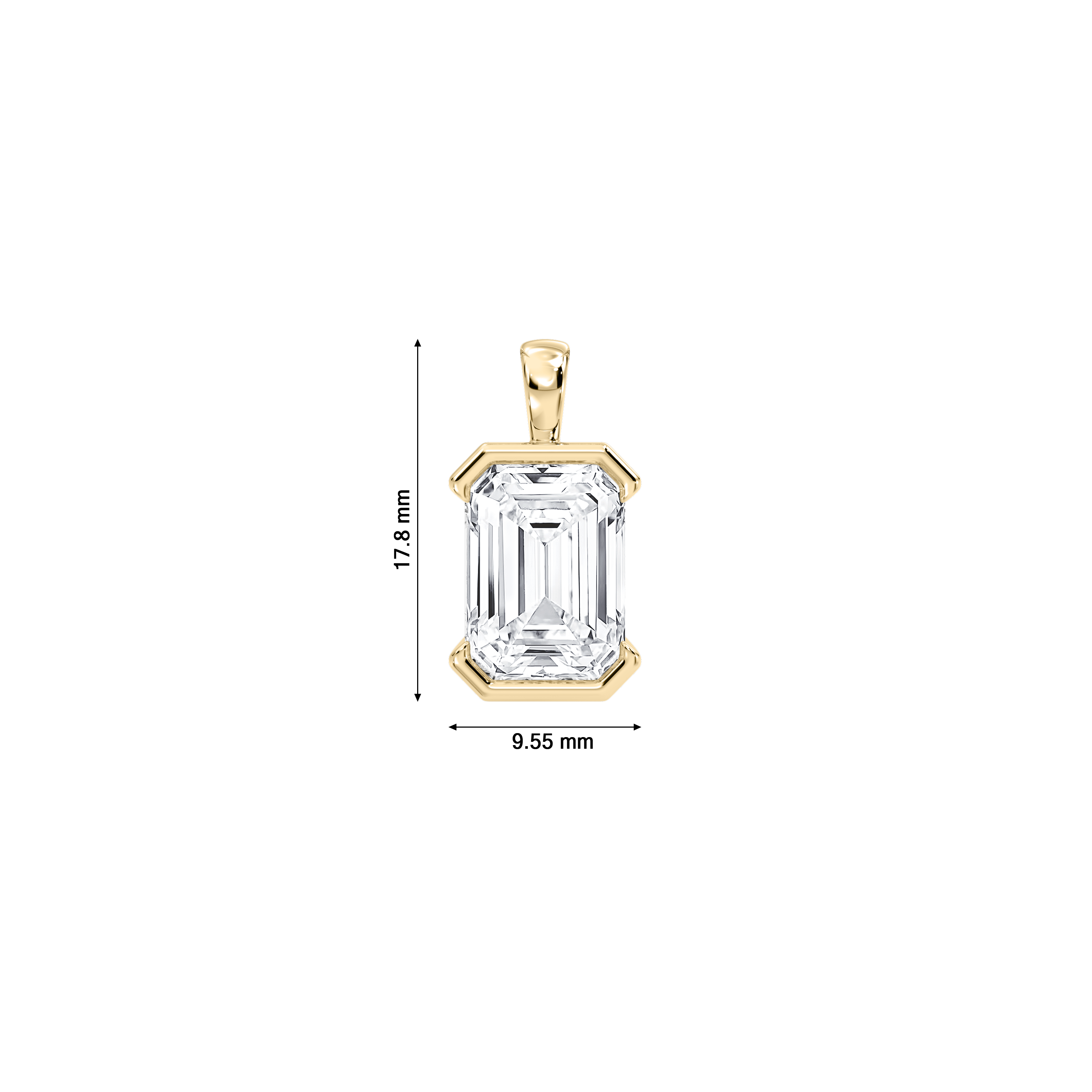 Lovea Bezel Anhänger – Smaragdschliff – Gelbgold
