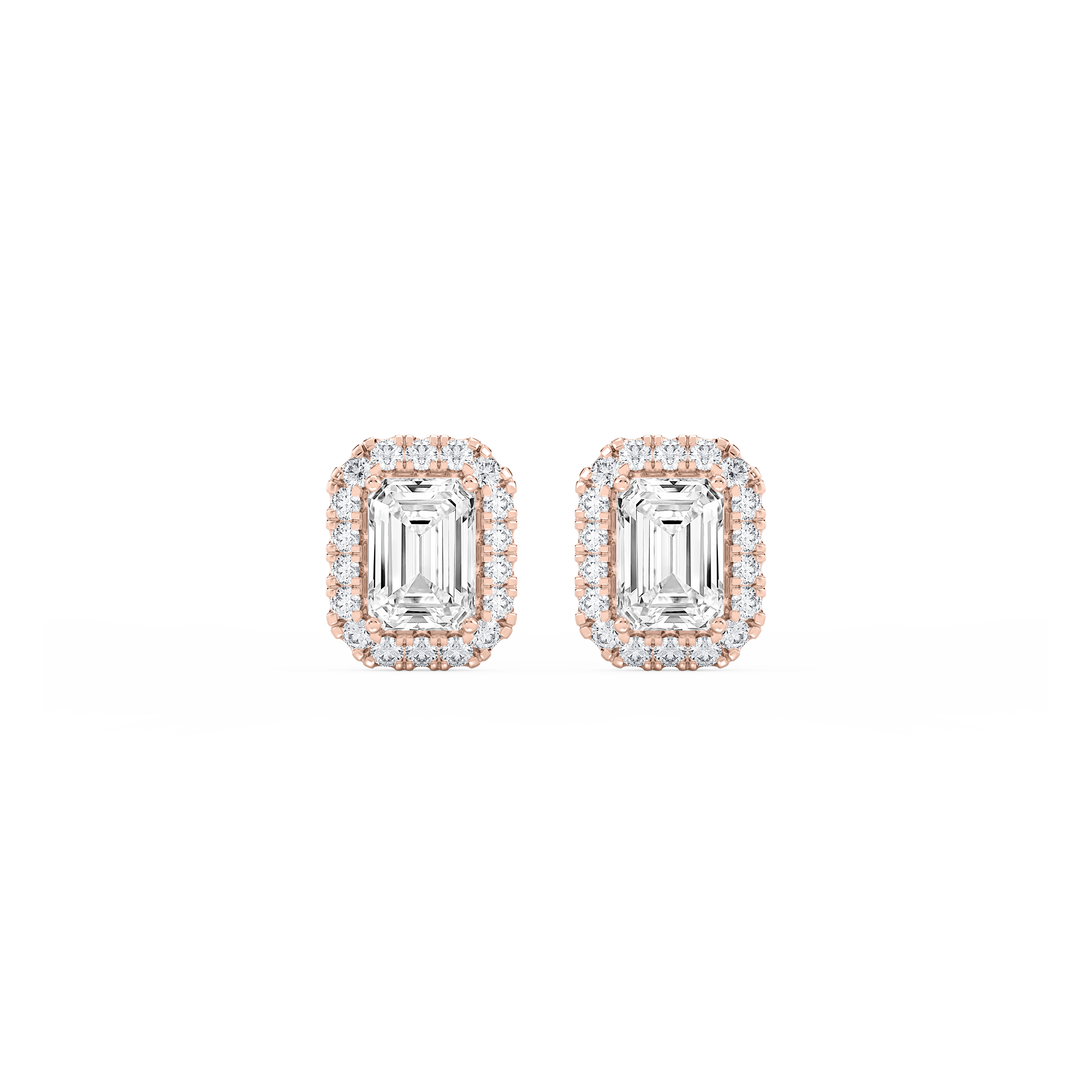 Lovea Halo Ohrstecker – Smaragdschliff – Roségold
