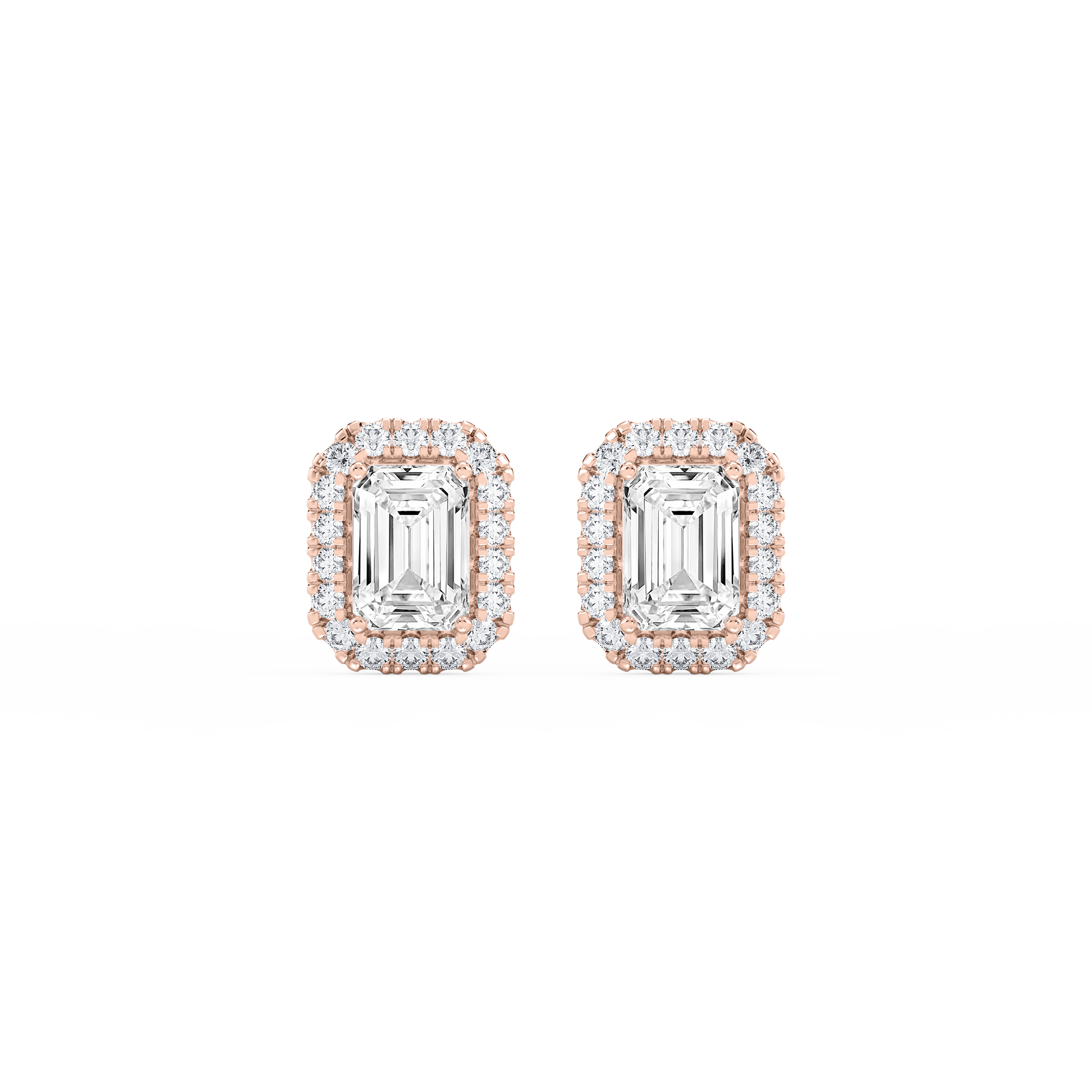 Lovea Halo Ohrstecker – Smaragdschliff – Roségold