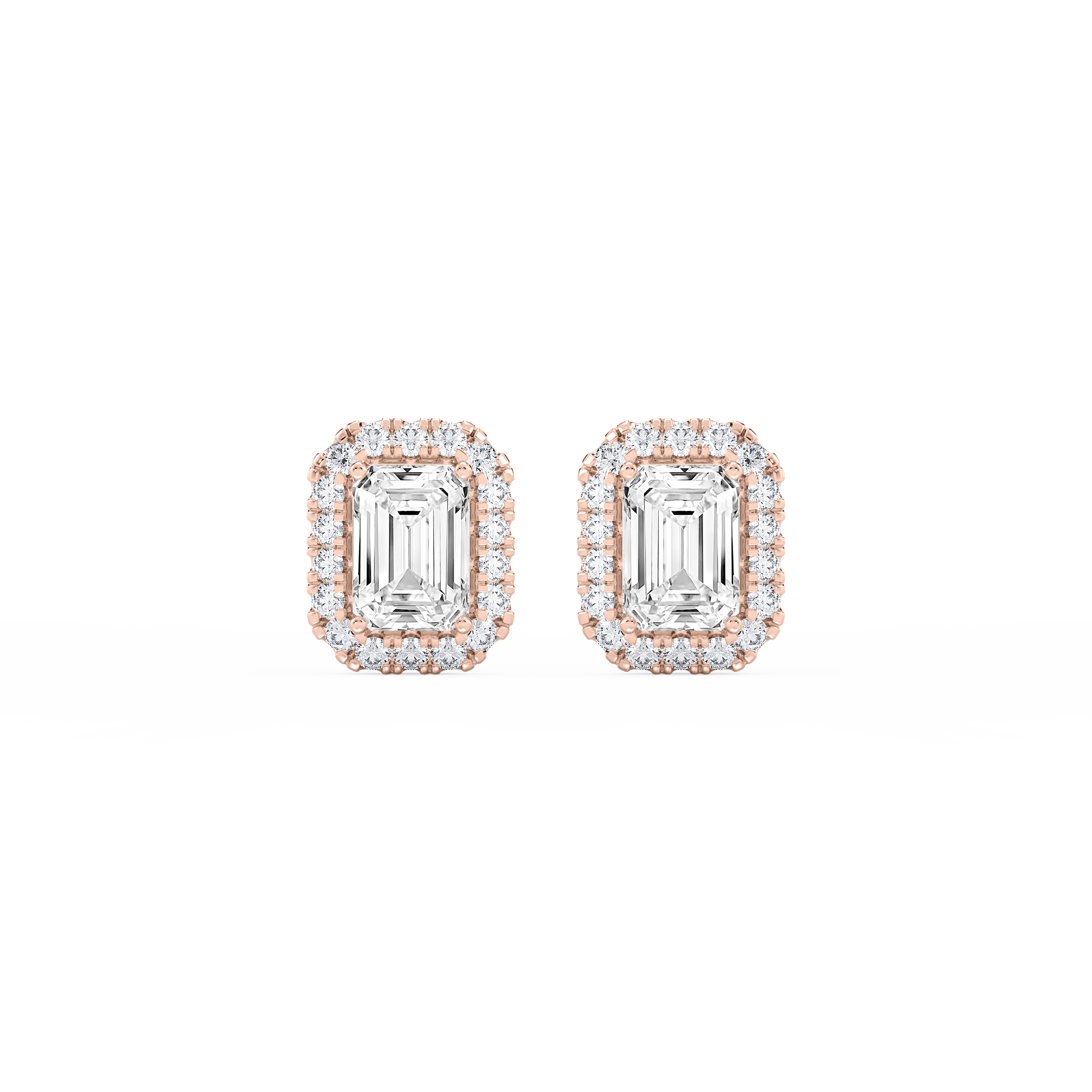 Lovea Halo Ohrstecker – Smaragdschliff – Roségold