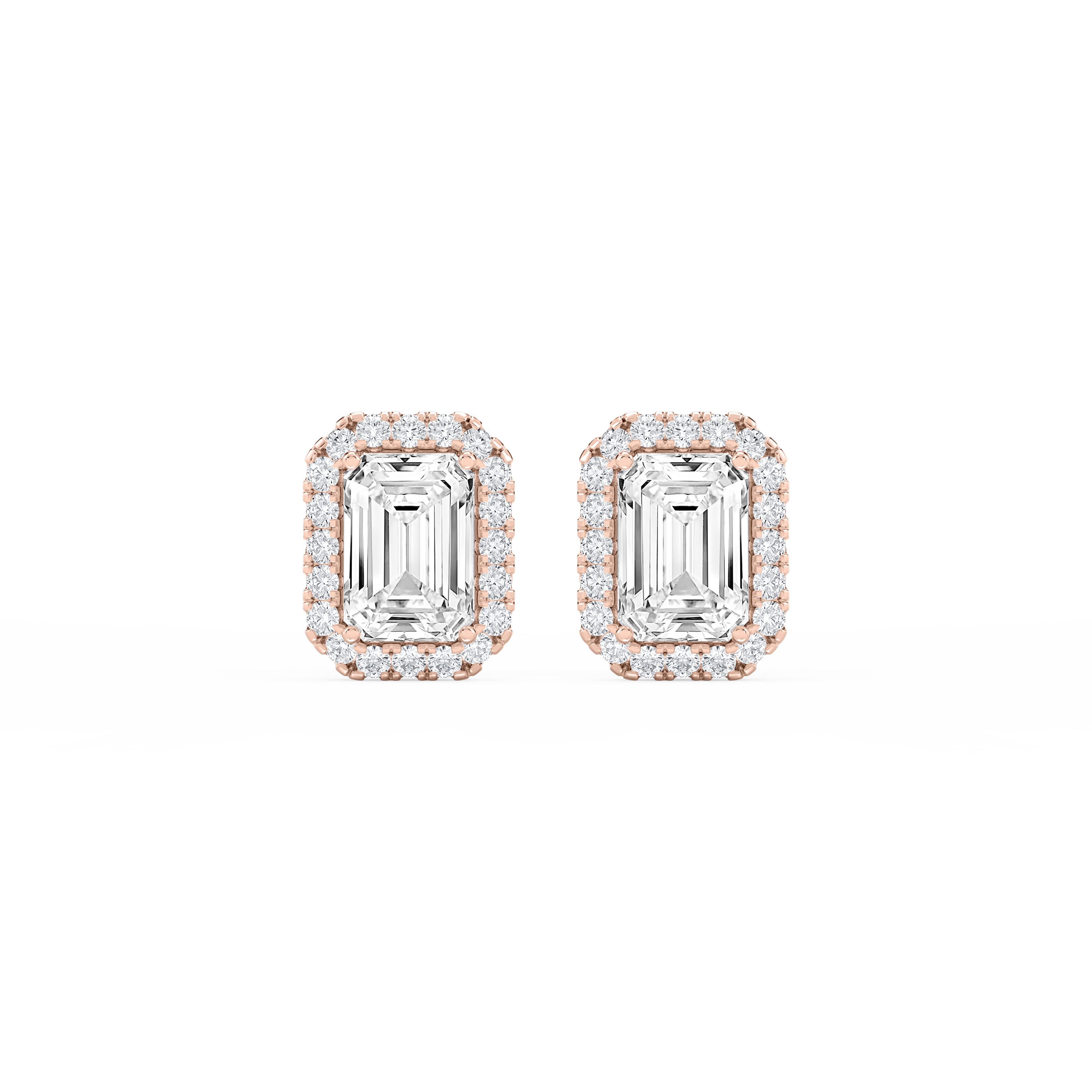 Lovea Halo Ohrstecker – Smaragdschliff – Roségold
