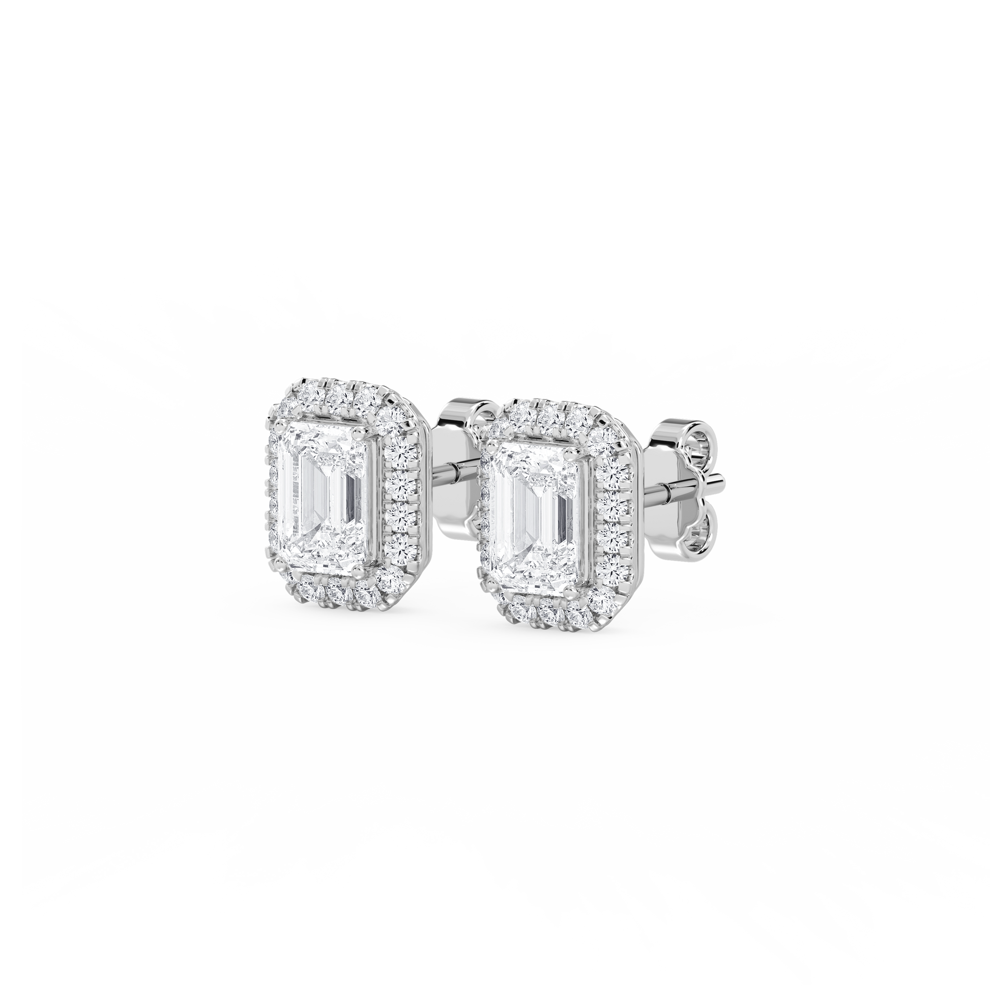 Lovea Halo Ohrstecker – Smaragdschliff – Weißgold