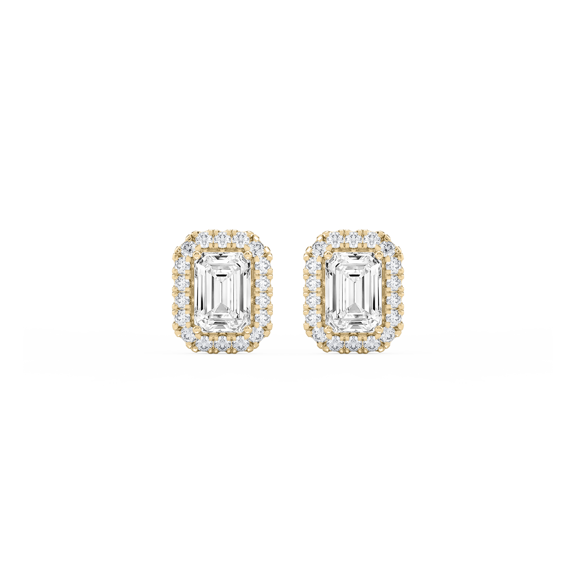 Lovea Halo Ohrstecker – Smaragdschliff – Gelbgold