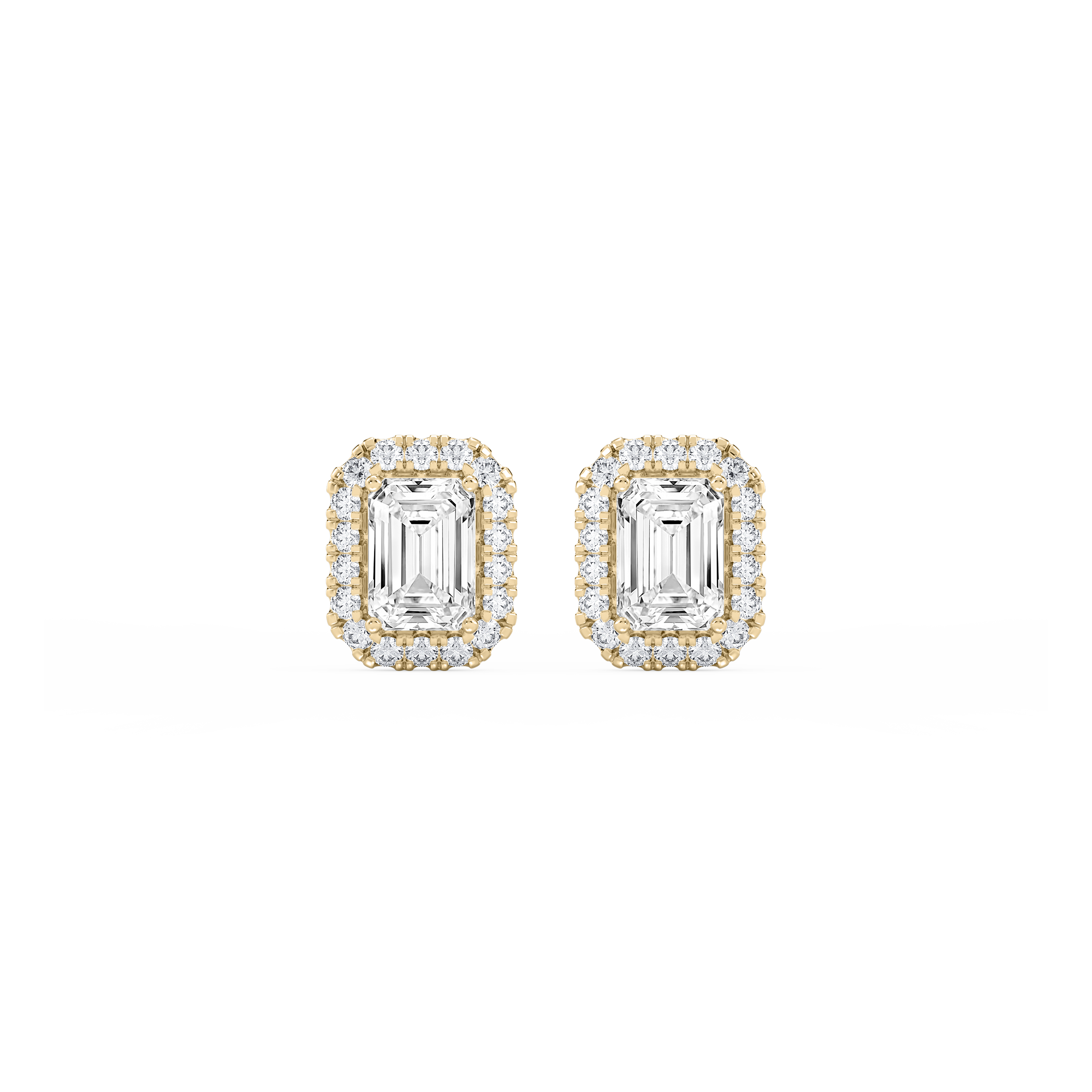 Lovea Halo Ohrstecker – Smaragdschliff – Gelbgold