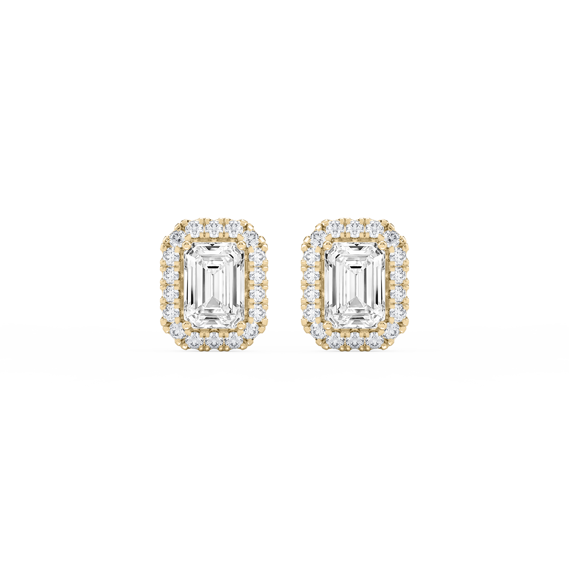 Lovea Halo Ohrstecker – Smaragdschliff – Gelbgold