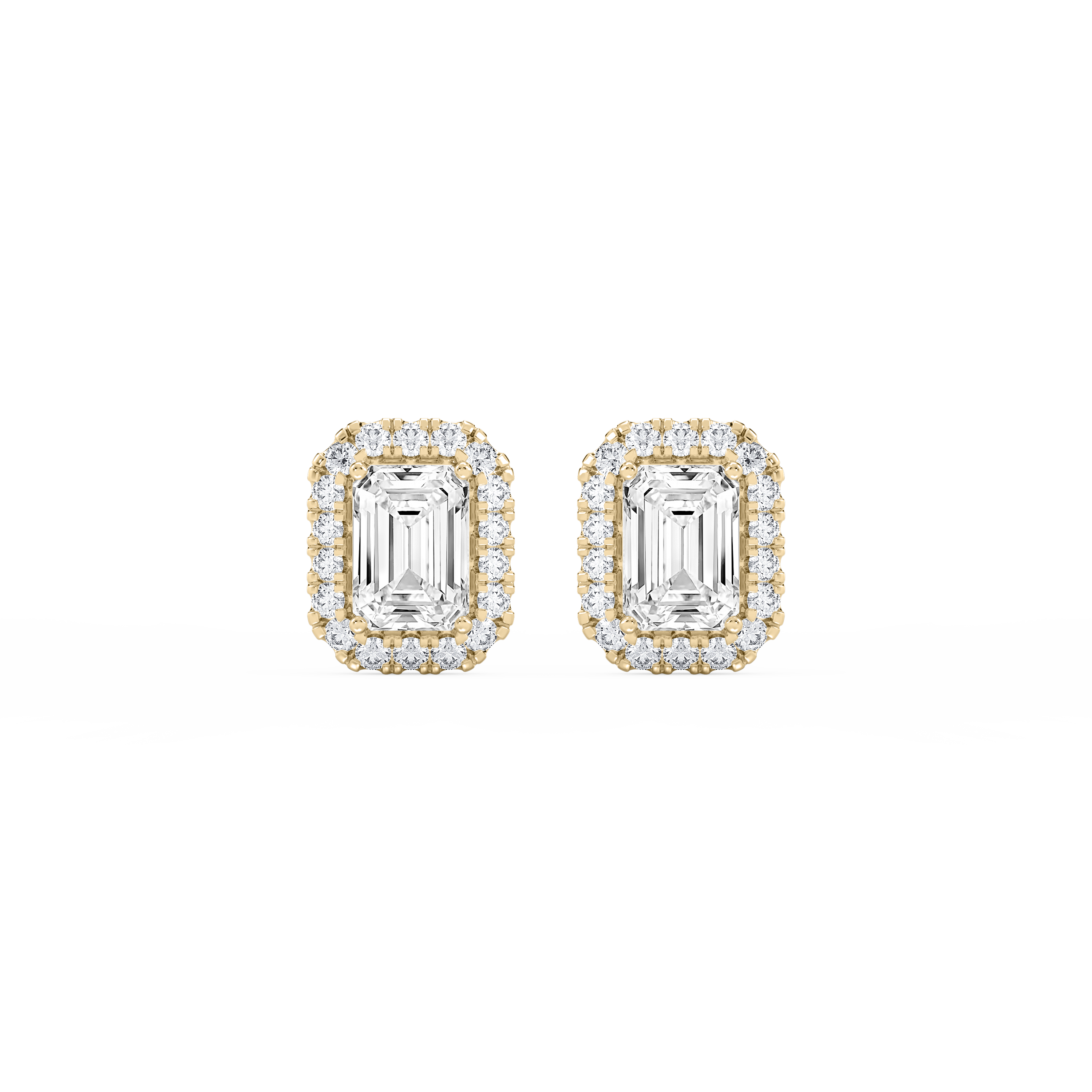Lovea Halo Ohrstecker – Smaragdschliff – Gelbgold