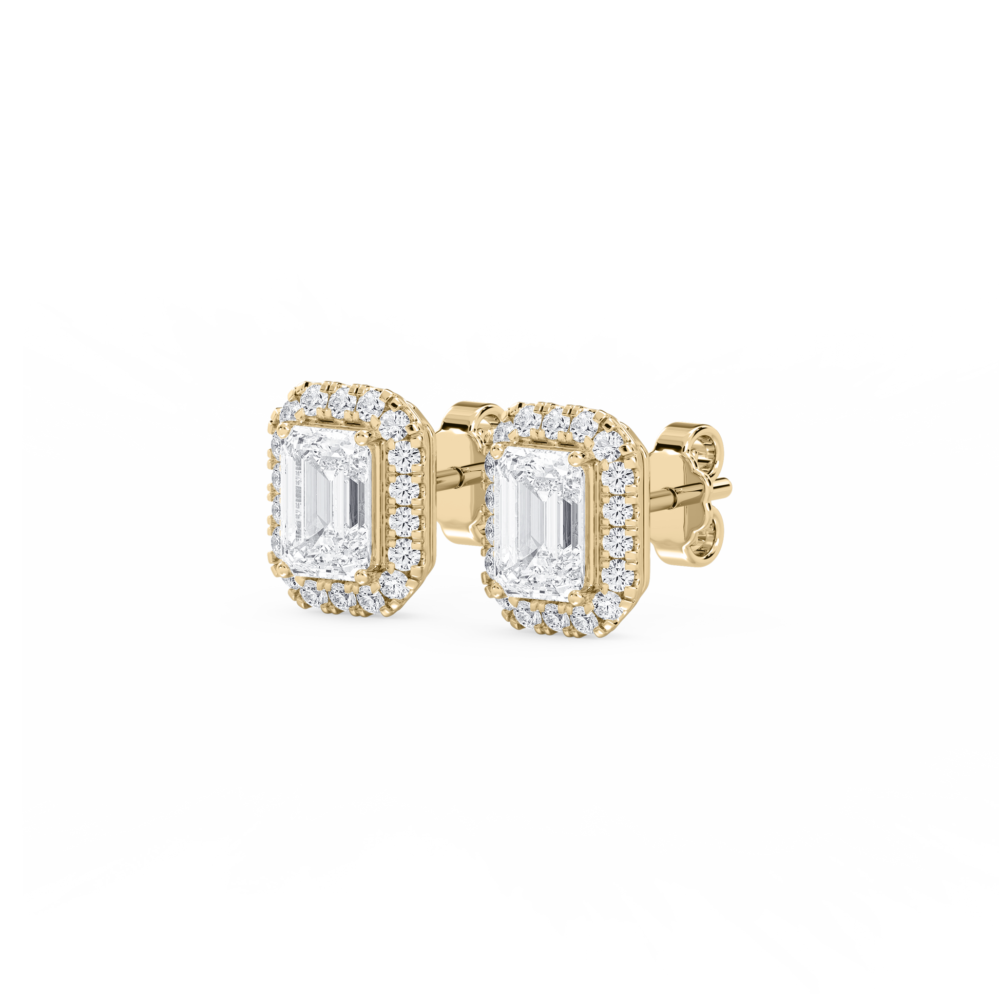 Lovea Halo Ohrstecker – Smaragdschliff – Gelbgold