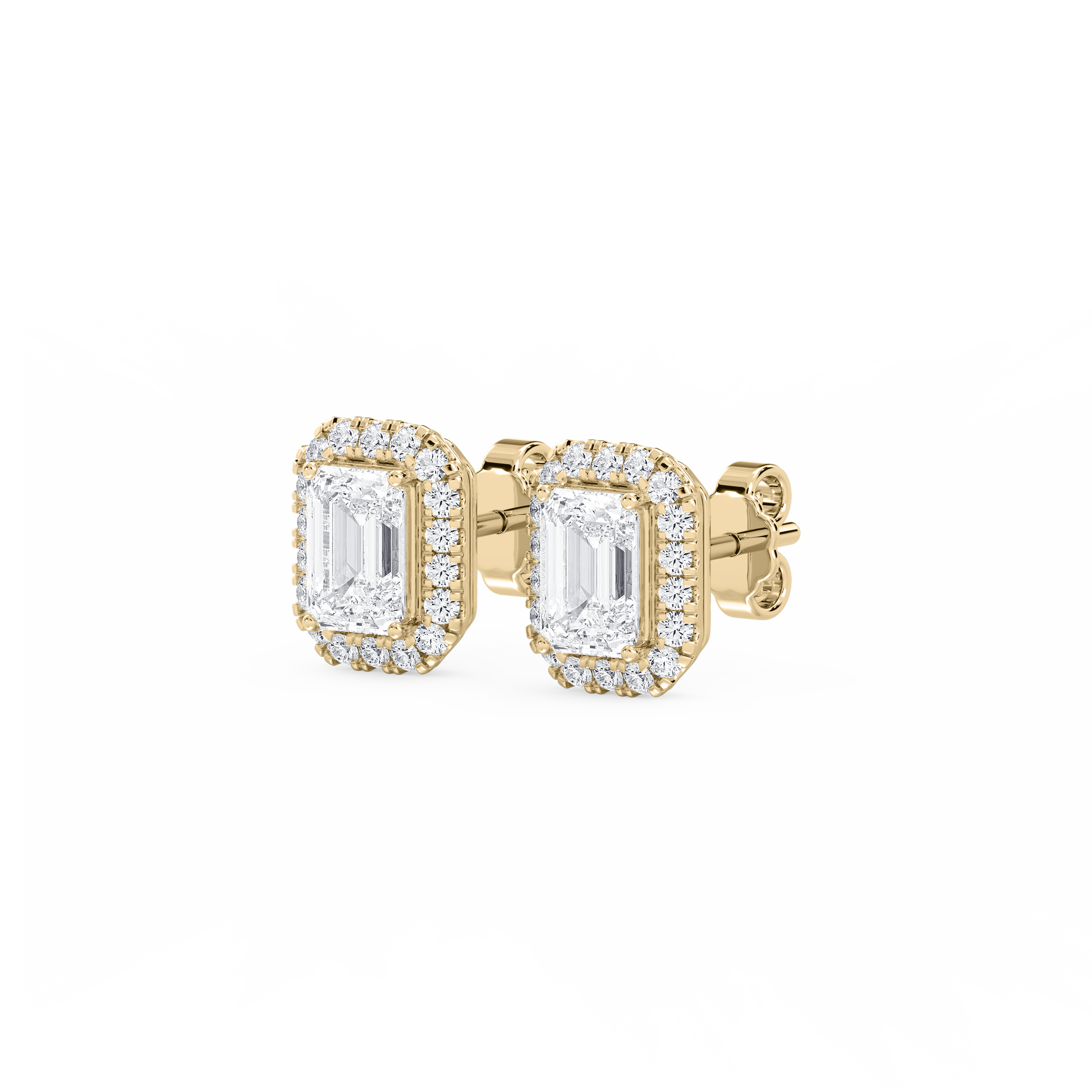 Lovea Halo Ohrstecker – Smaragdschliff – Gelbgold