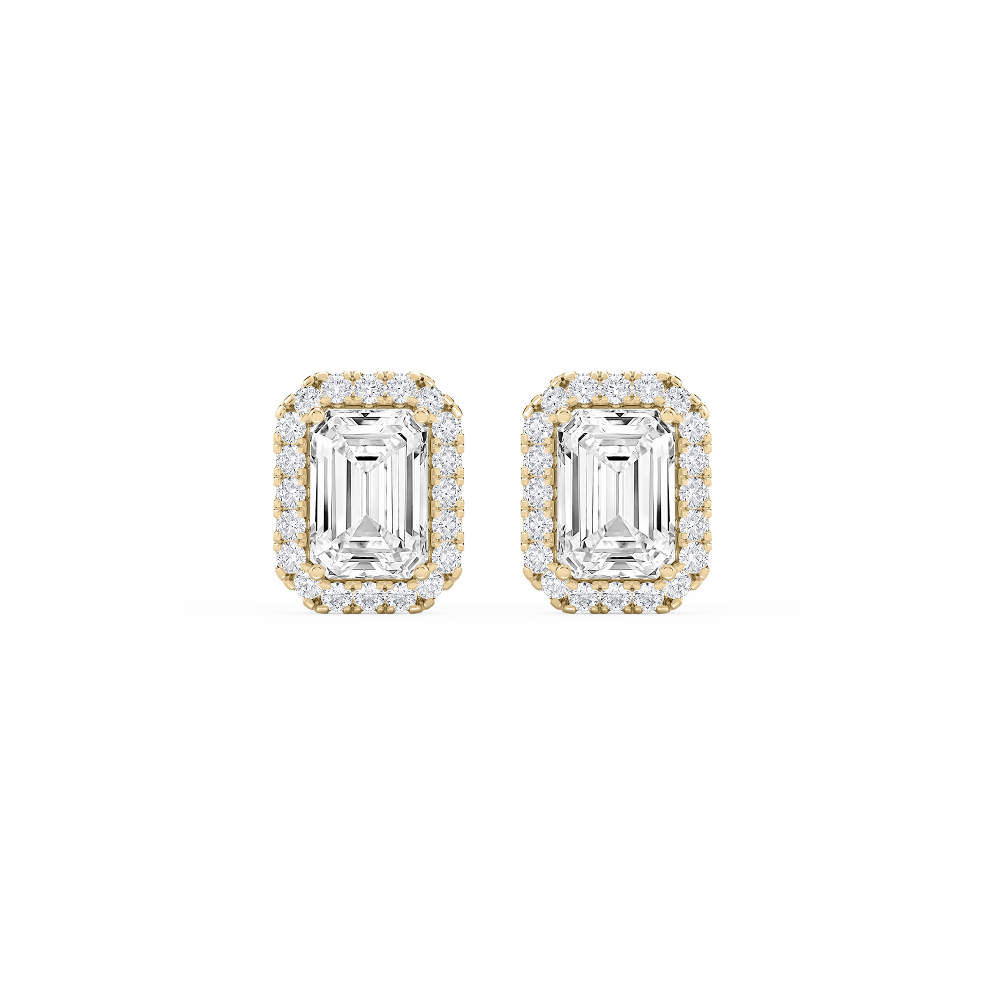 Lovea Halo Ohrstecker – Smaragdschliff – Gelbgold