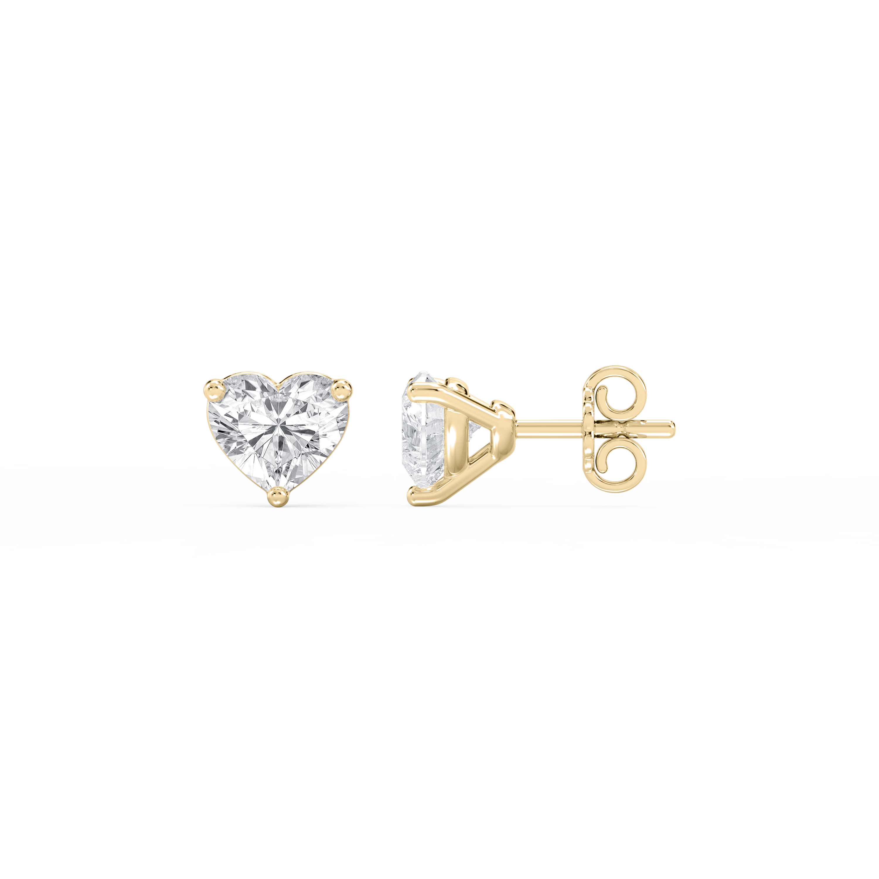 Lovea Martini Ohrstecker Steckverschluss – Herzschliff – Gelbgold