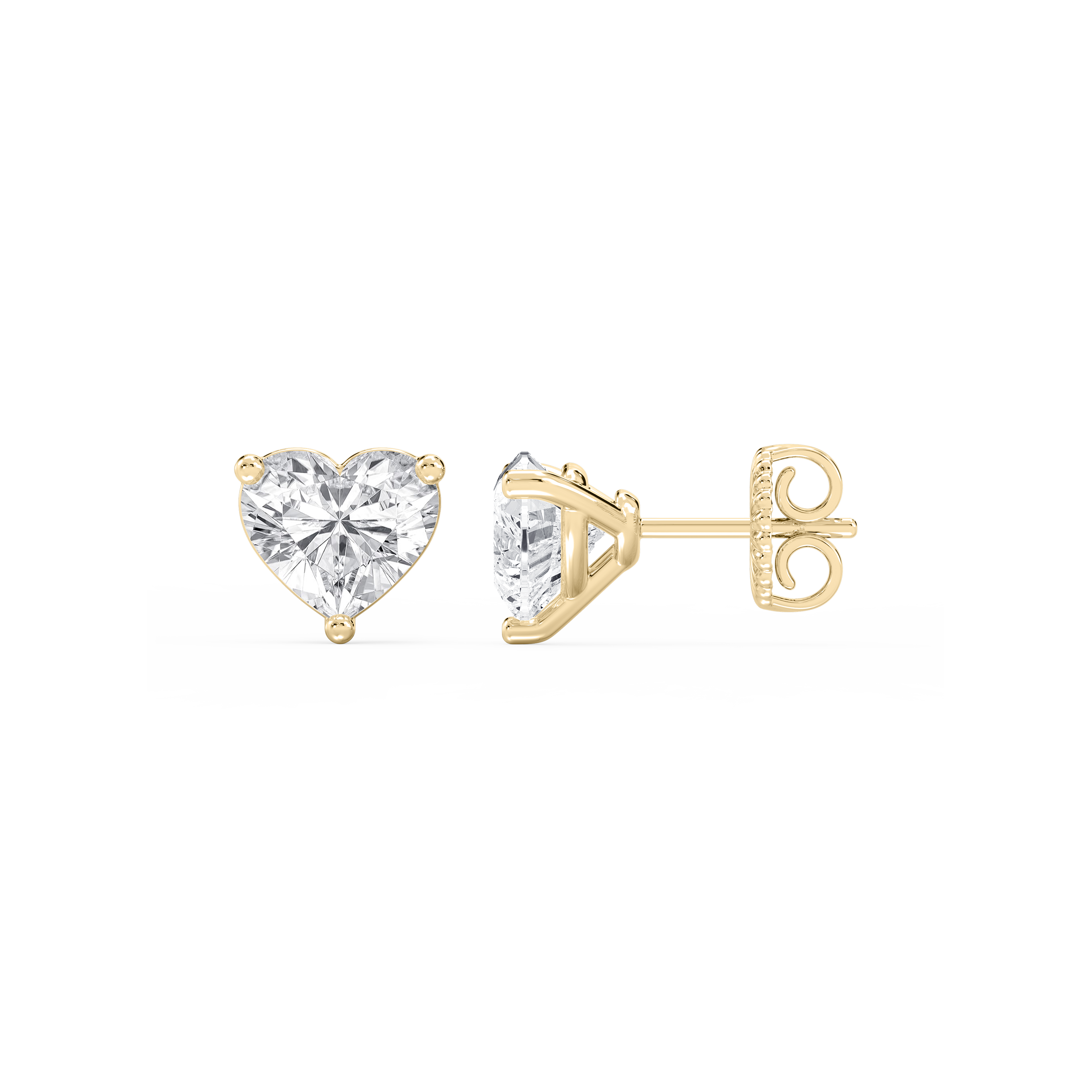 Lovea Martini Ohrstecker Steckverschluss – Herzschliff – Gelbgold