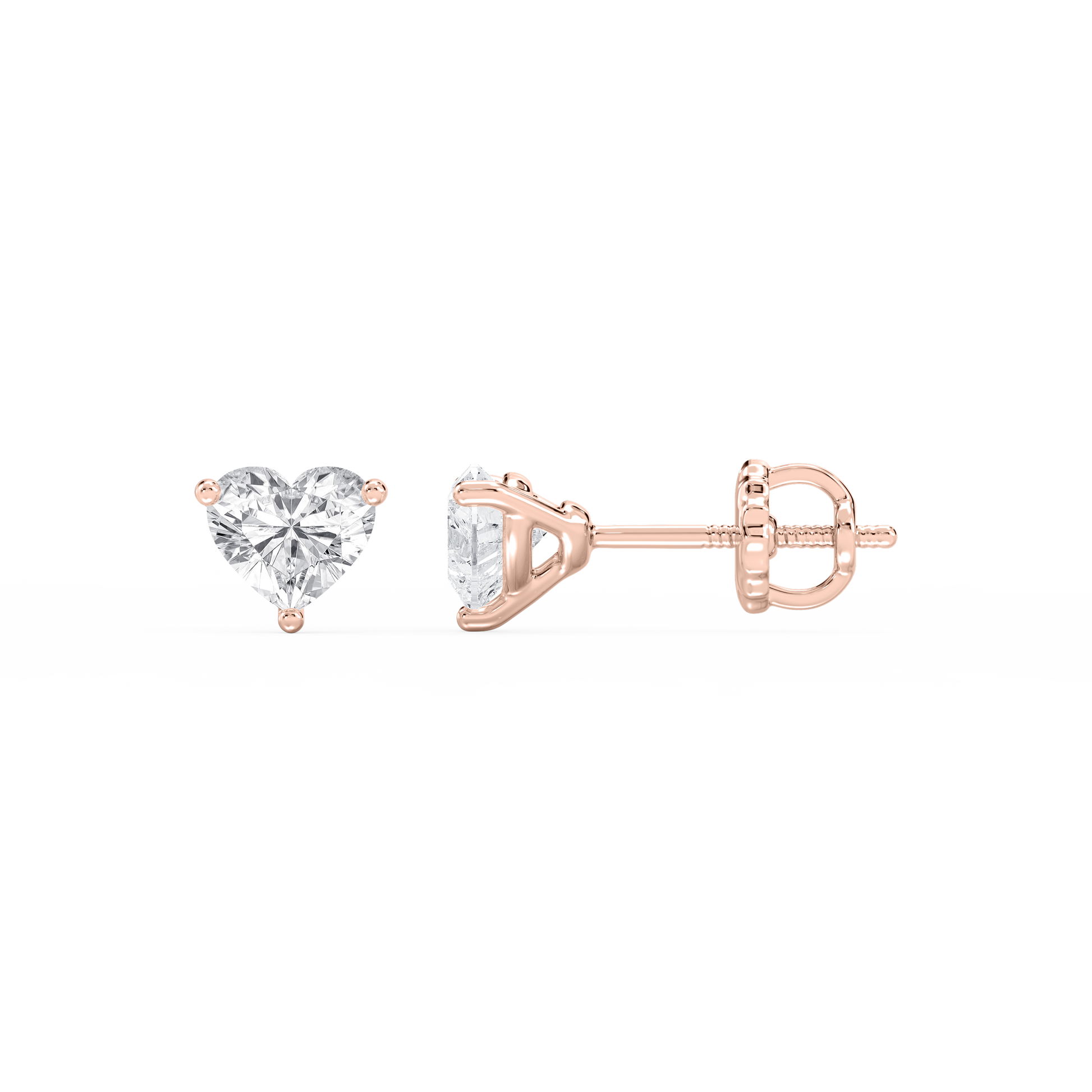 Lovea Martini Ohrstecker Schraubverschluss – Herzschliff – Roségold