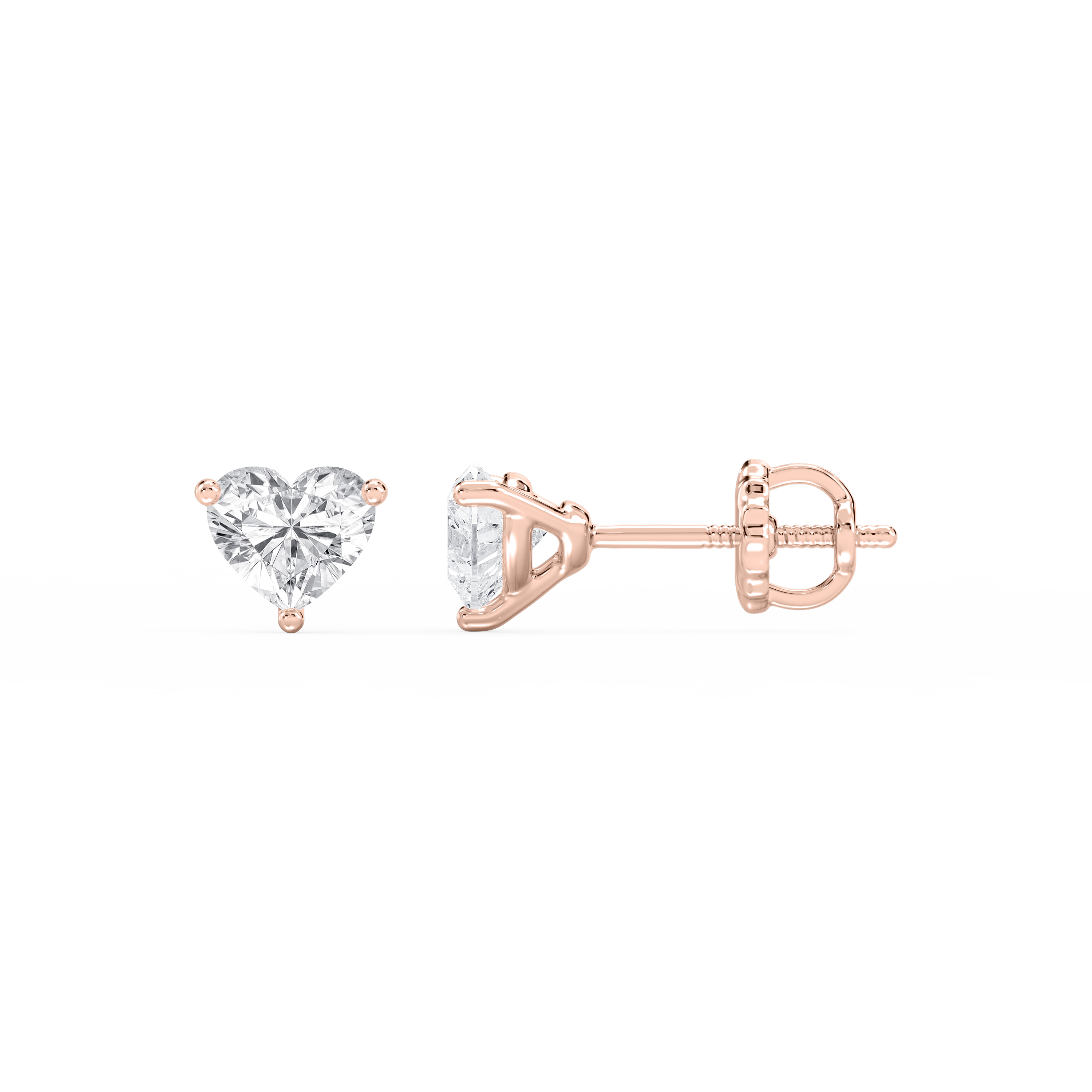 Lovea Martini Ohrstecker Schraubverschluss – Herzschliff – Roségold