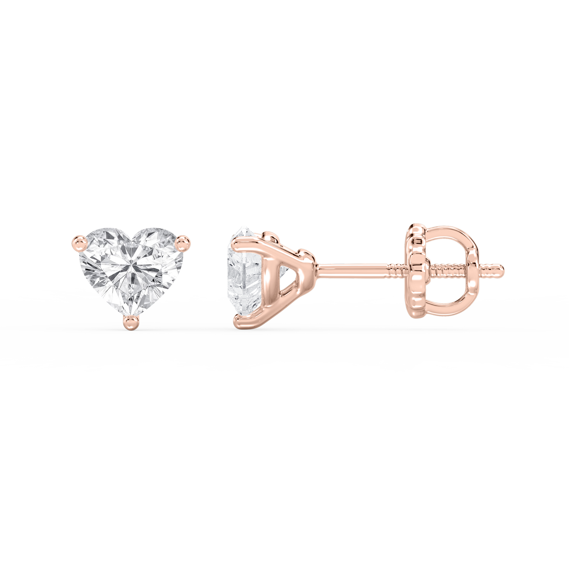 Lovea Martini Ohrstecker Schraubverschluss – Herzschliff – Roségold