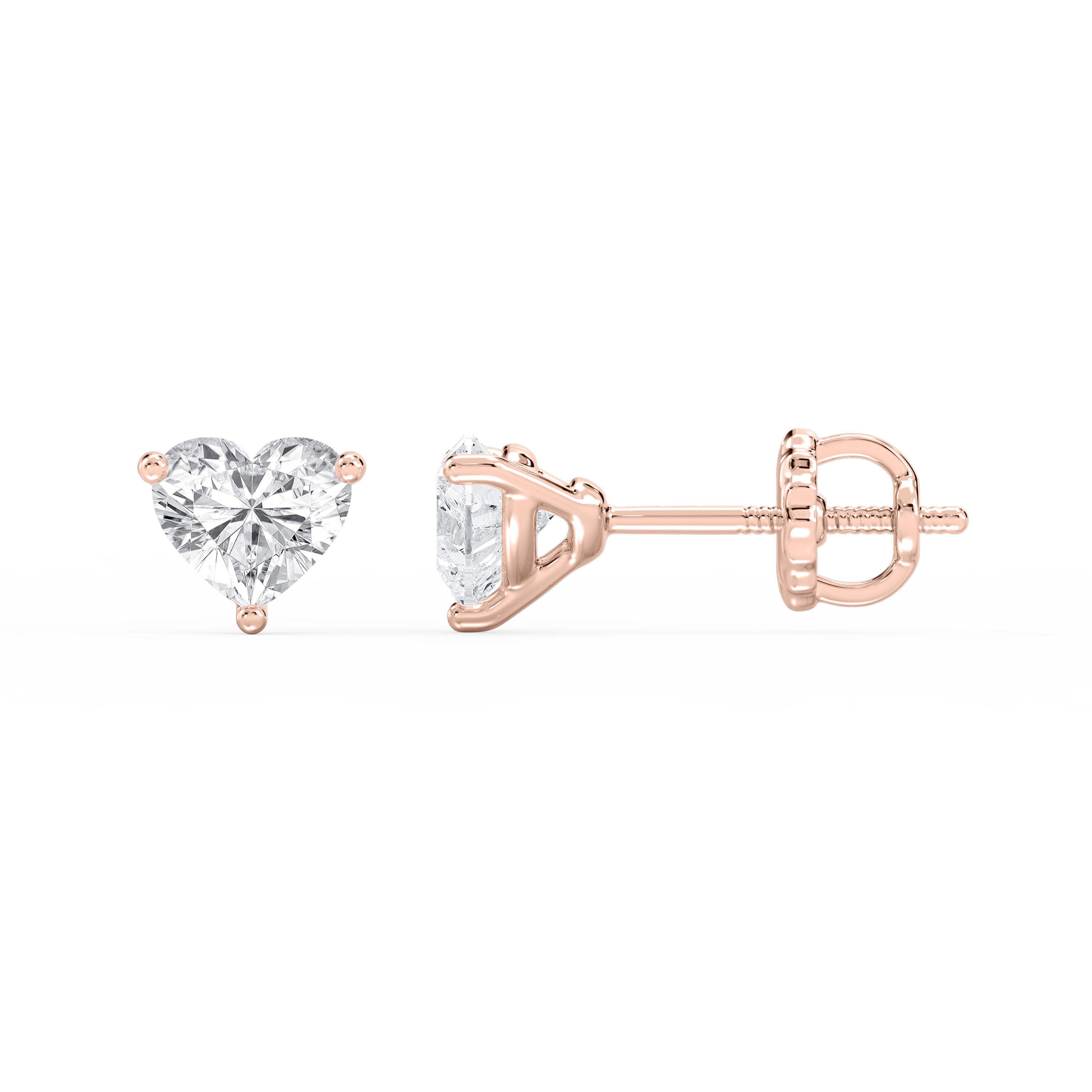 Lovea Martini Ohrstecker Schraubverschluss – Herzschliff – Roségold