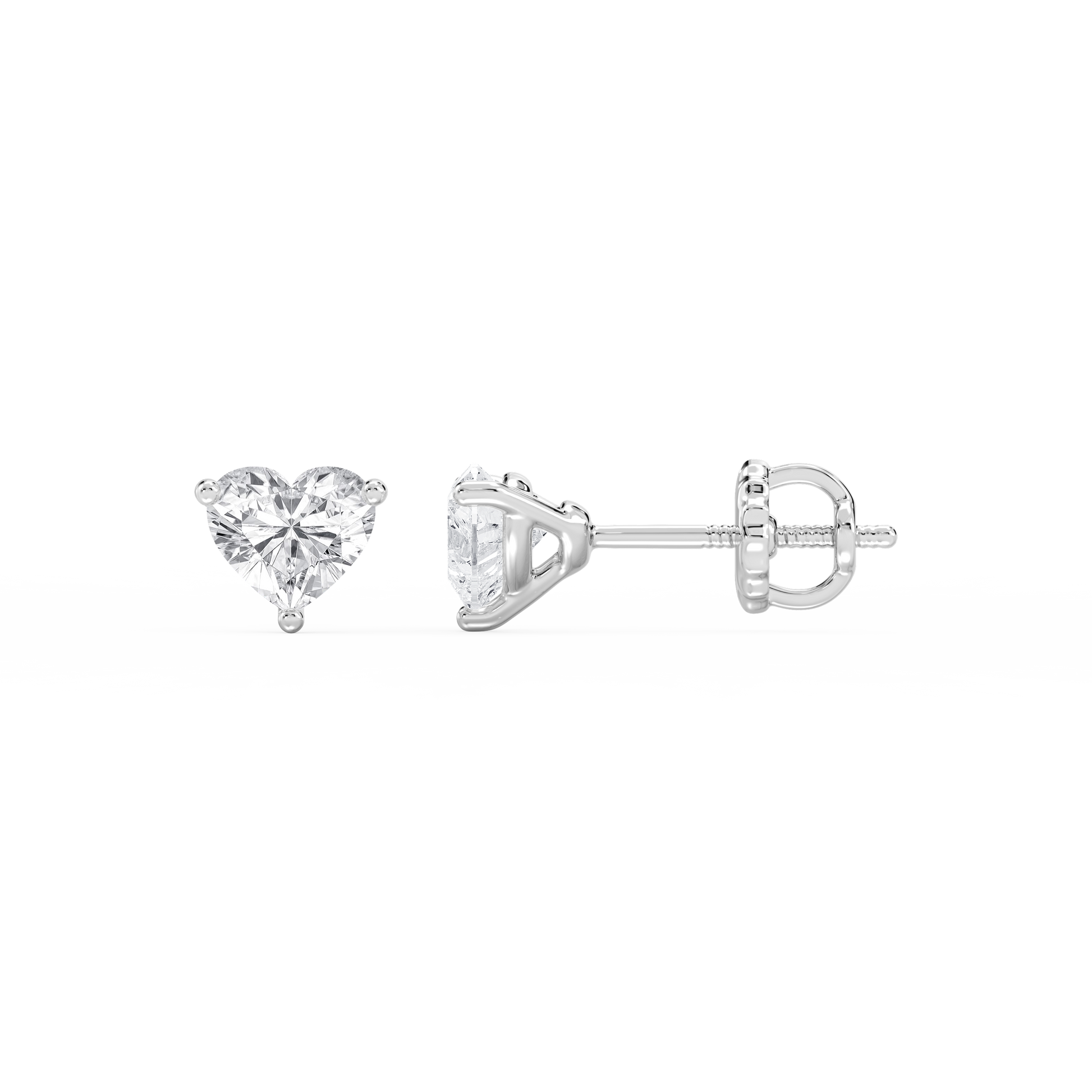 Lovea Martini Ohrstecker Schraubverschluss – Herzschliff – Weißgold