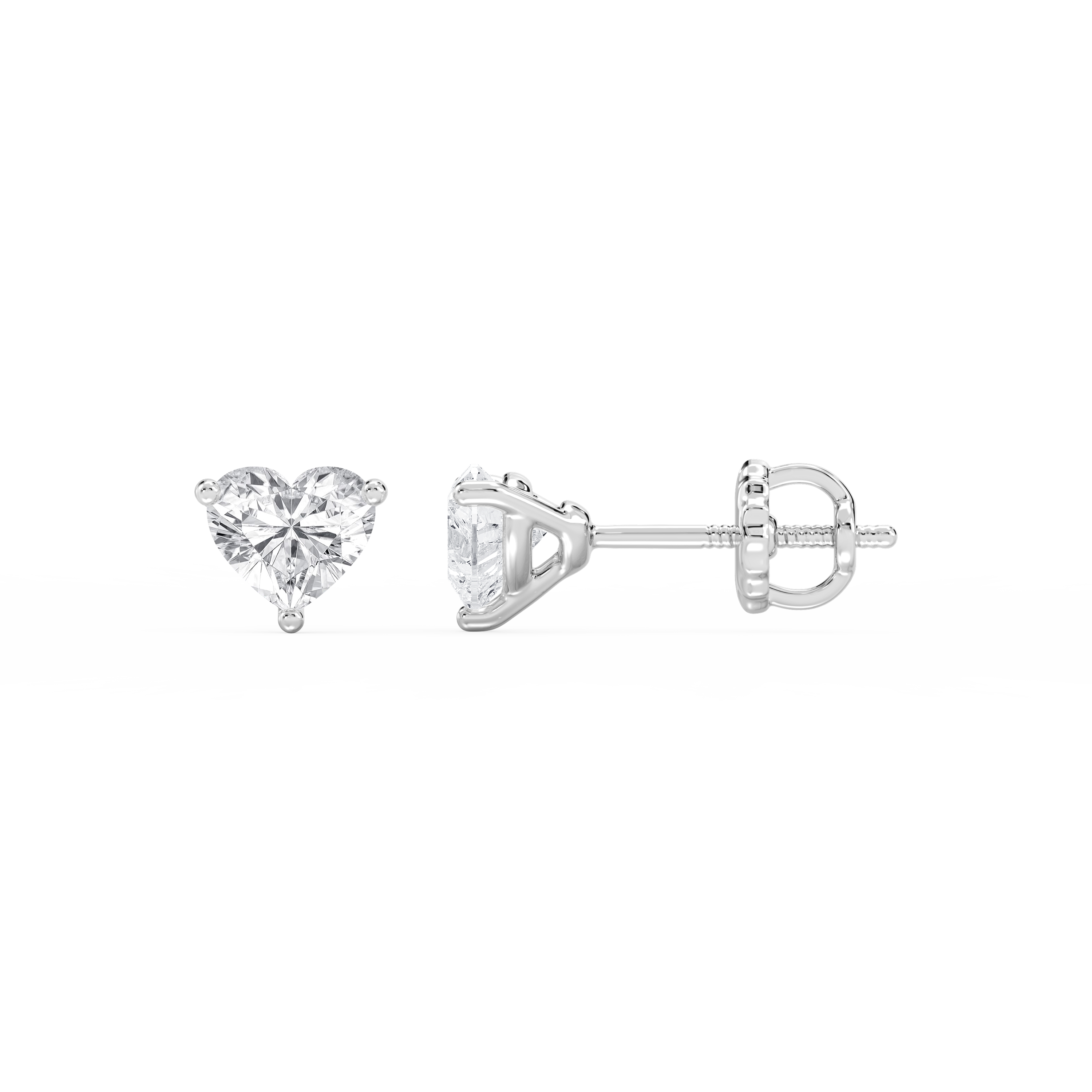 Lovea Martini Ohrstecker Schraubverschluss – Herzschliff – Weißgold