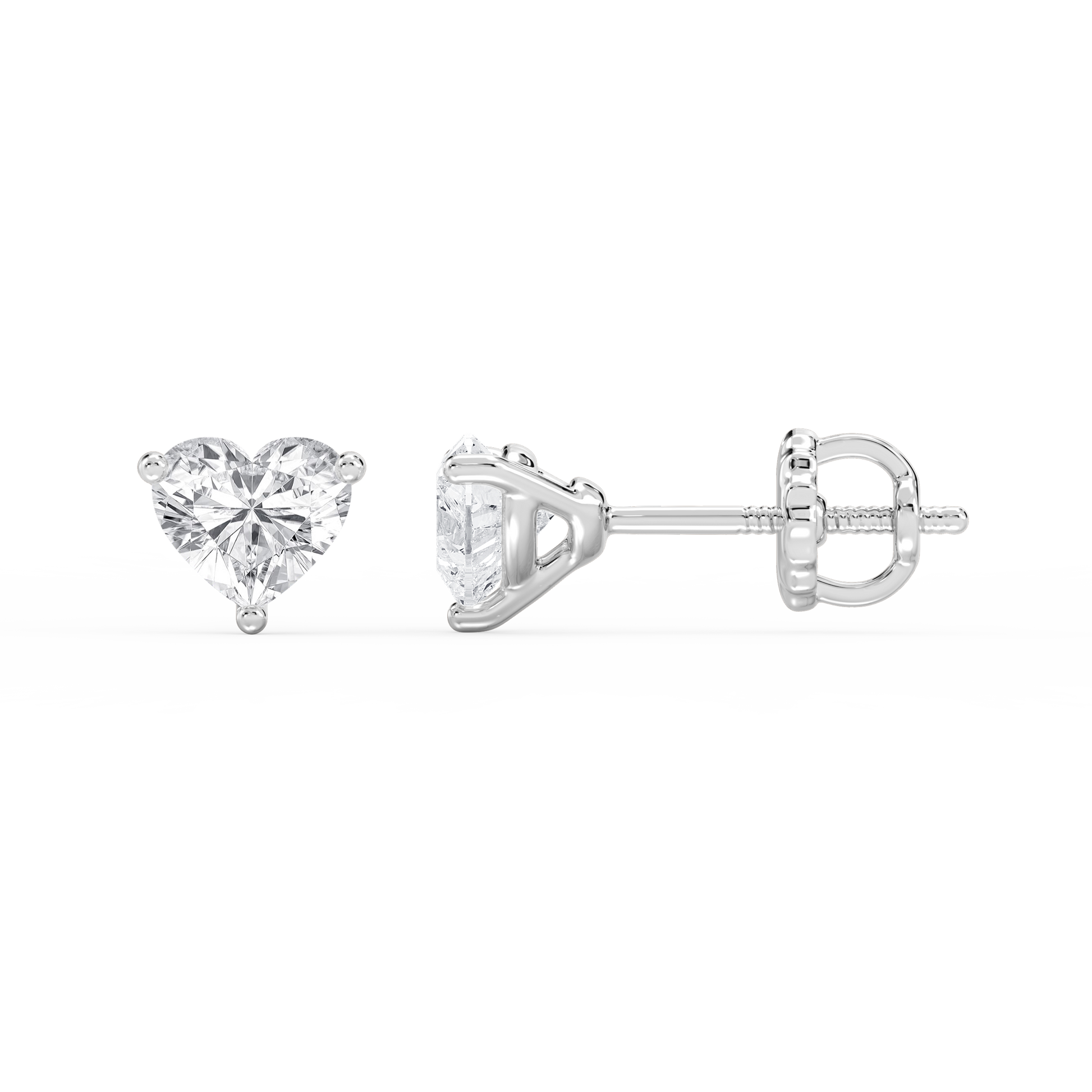 Lovea Martini Ohrstecker Schraubverschluss – Herzschliff – Weißgold