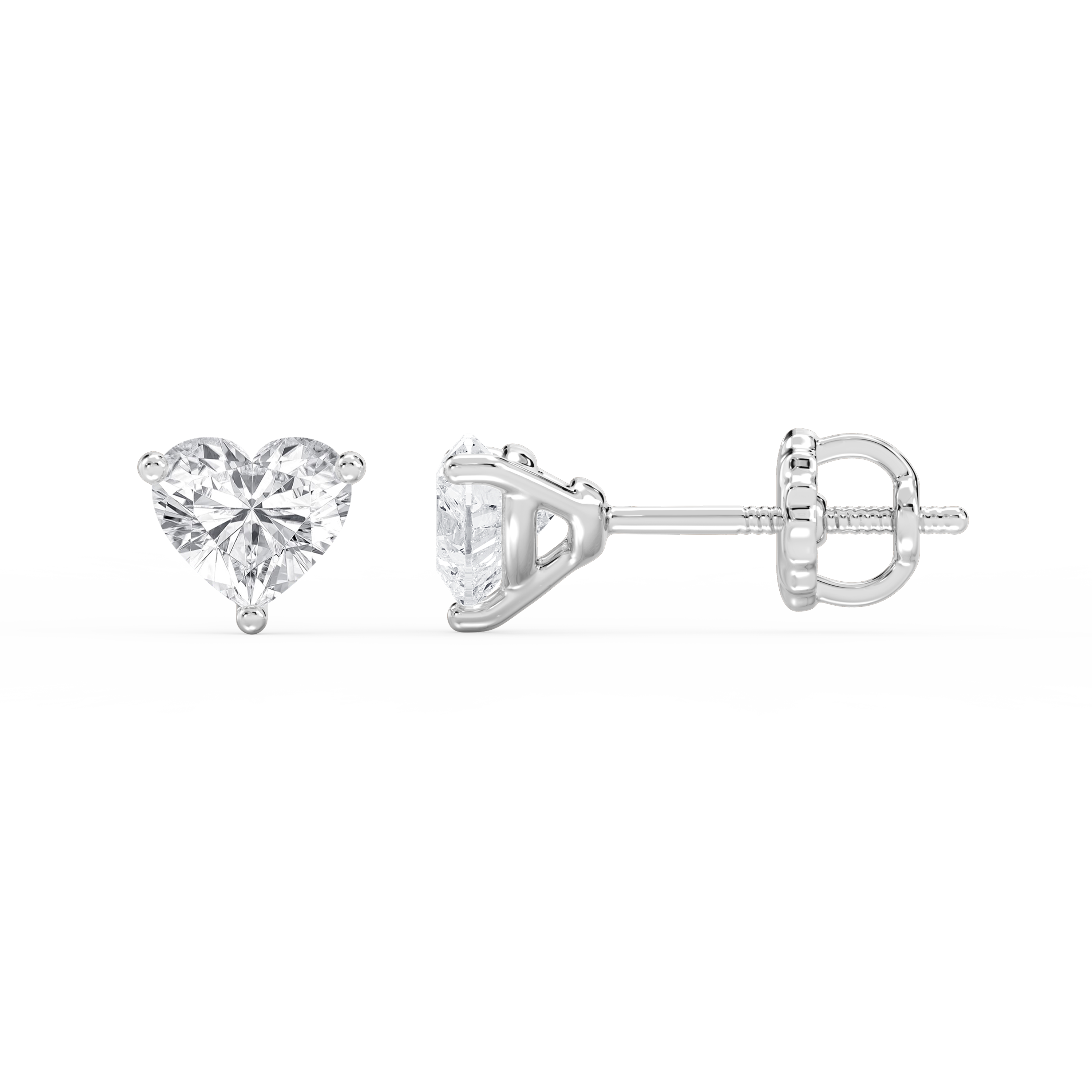 Lovea Martini Ohrstecker Schraubverschluss – Herzschliff – Weißgold