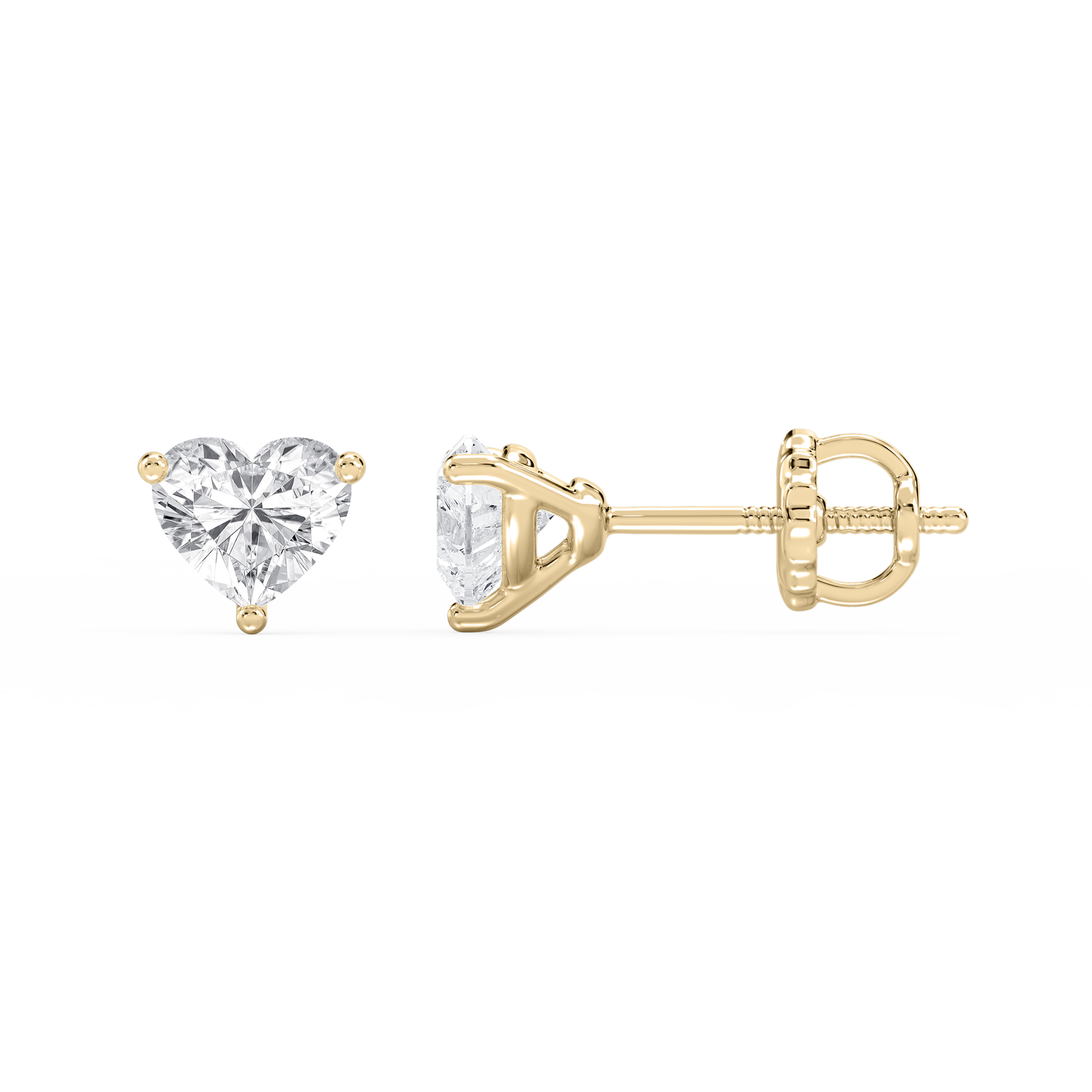 Lovea Martini Ohrstecker Schraubverschluss – Herzschliff – Gelbgold