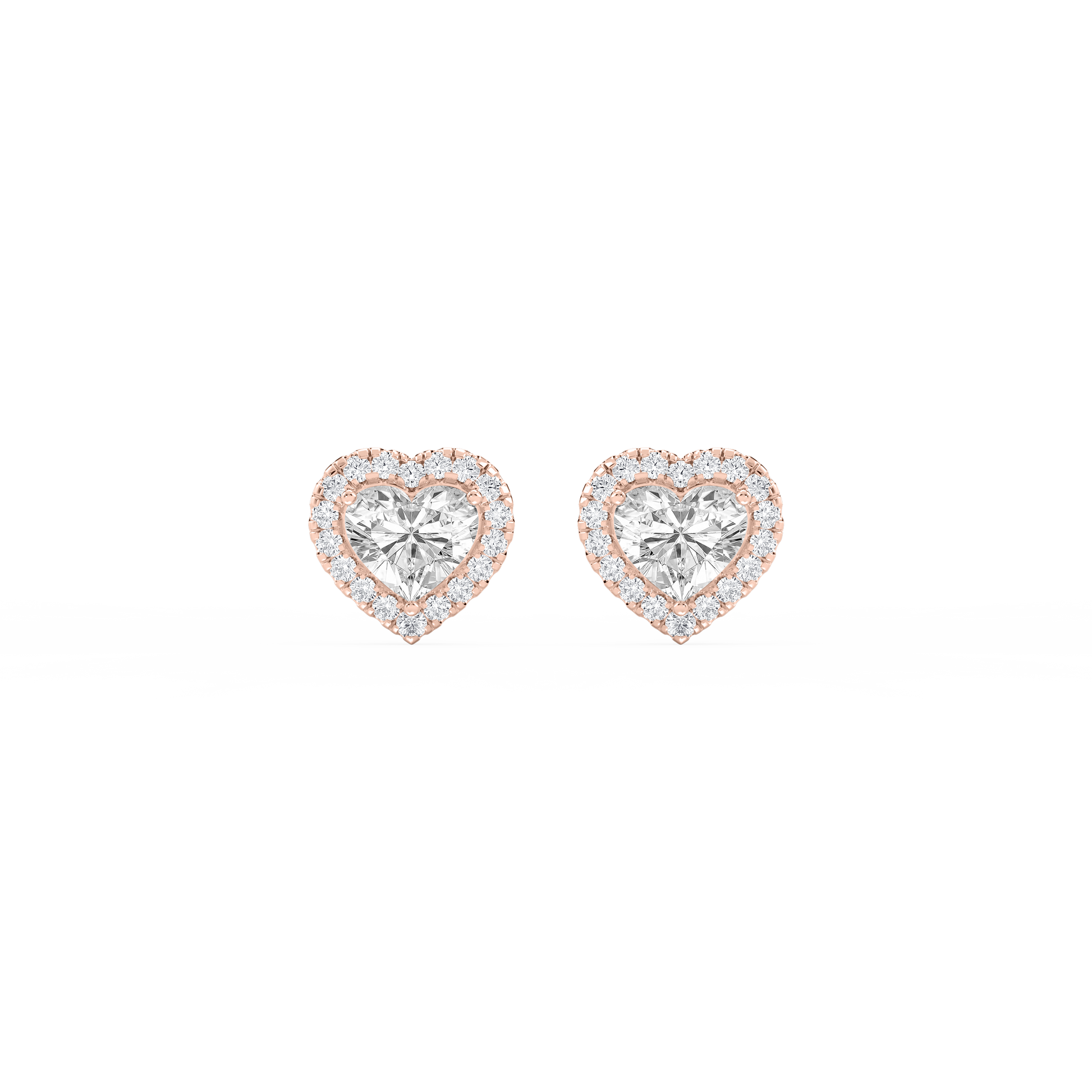 Lovea Halo Ohrstecker – Herzschliff – Roségold