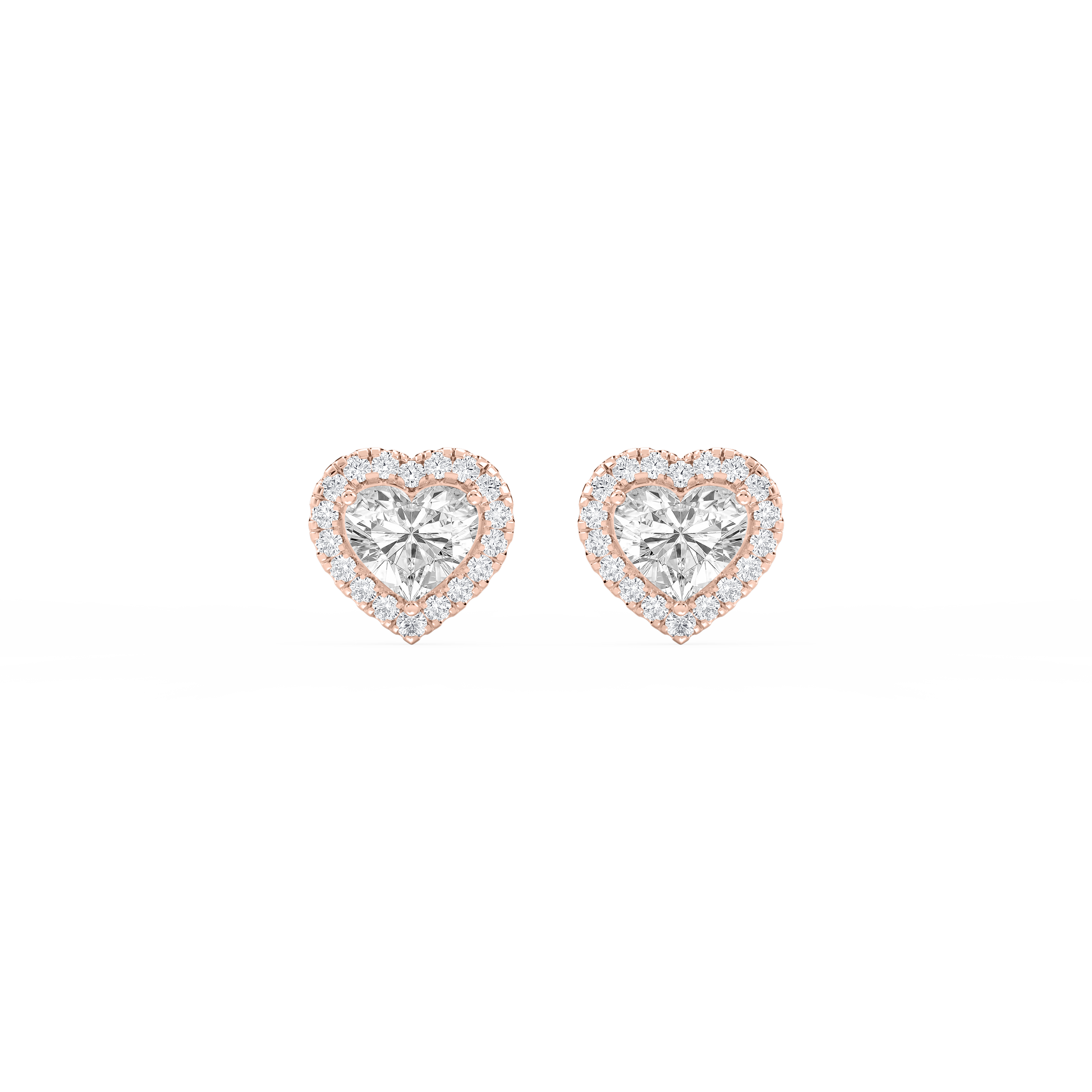 Lovea Halo Ohrstecker – Herzschliff – Roségold