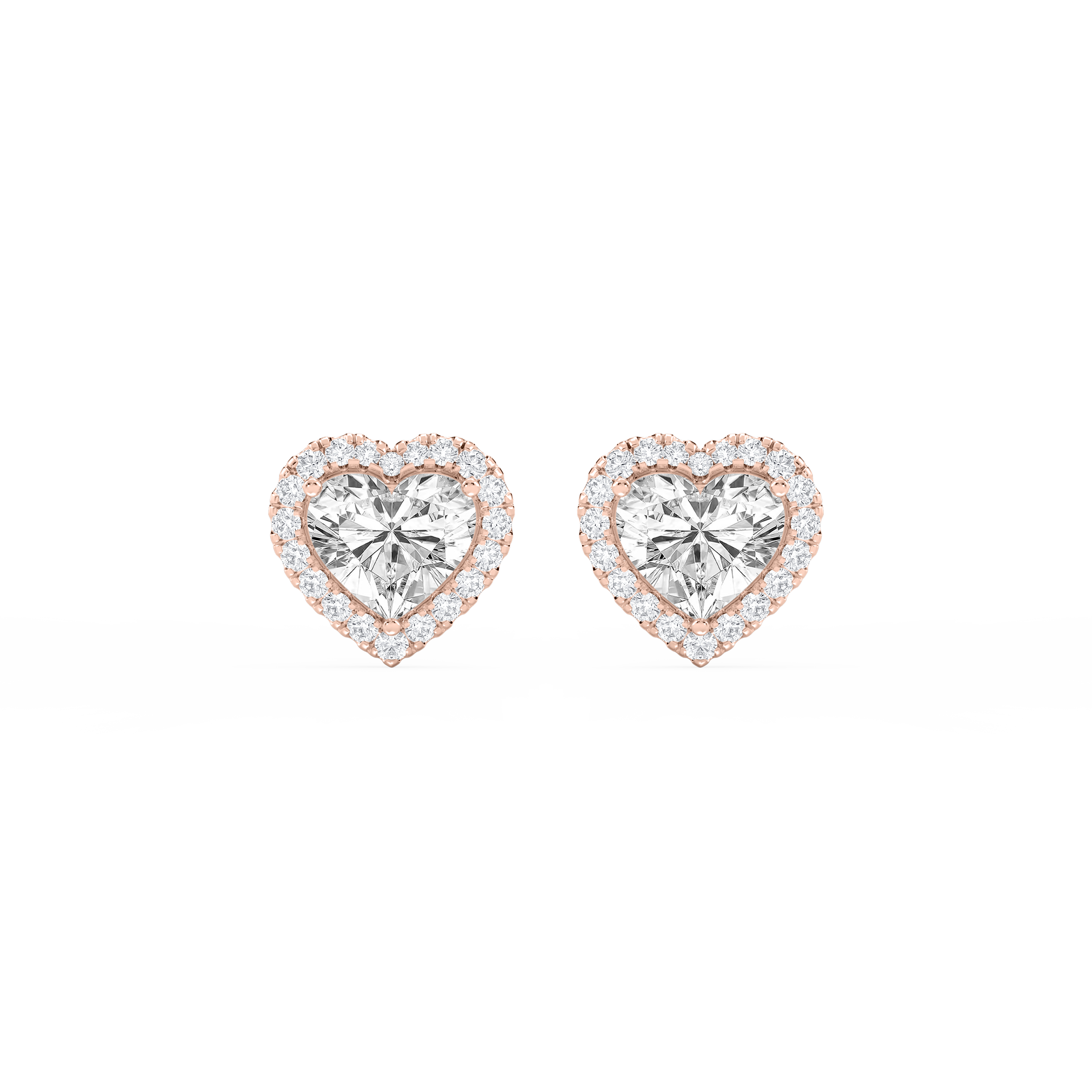Lovea Halo Ohrstecker – Herzschliff – Roségold