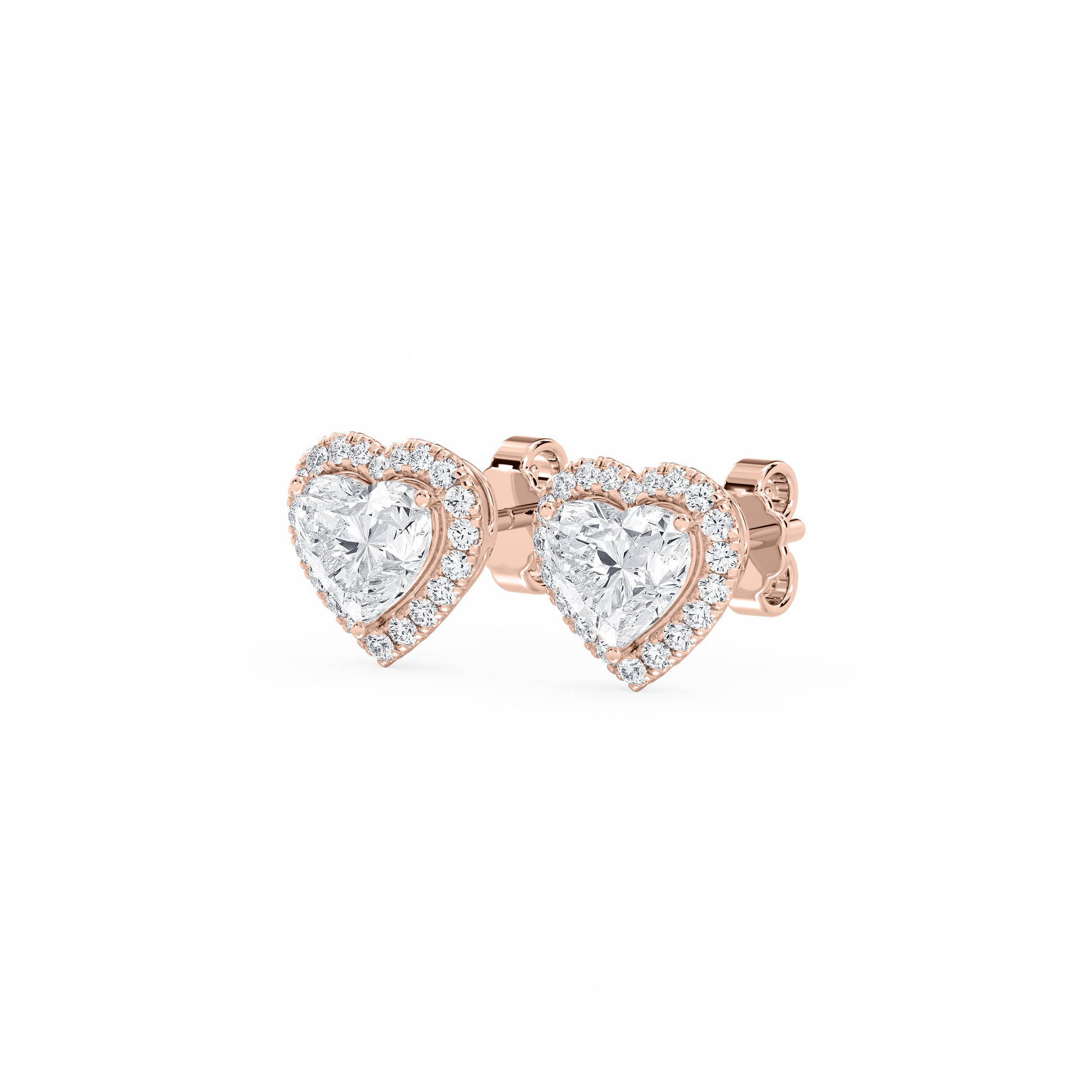 Lovea Halo Ohrstecker – Herzschliff – Roségold
