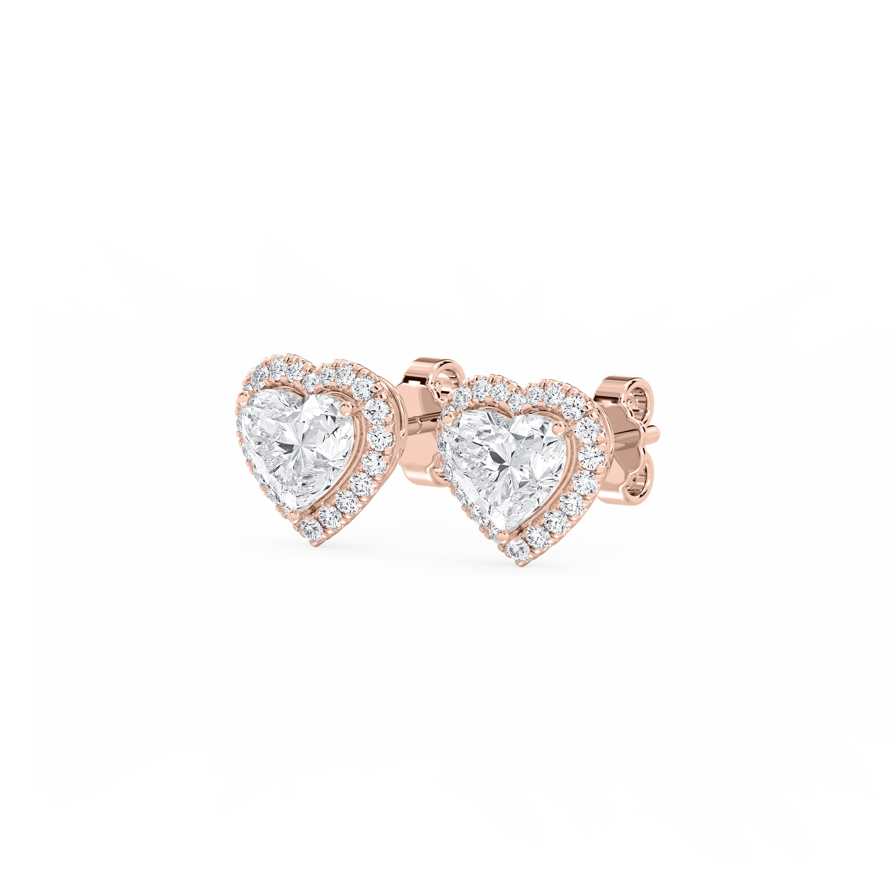 Lovea Halo Ohrstecker – Herzschliff – Roségold