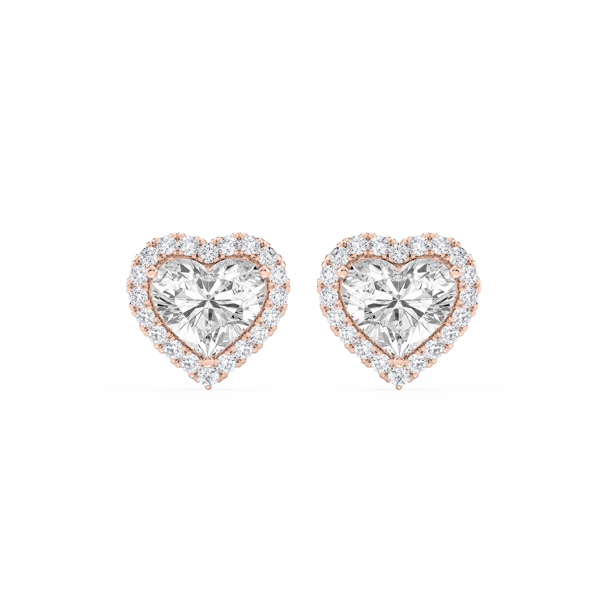 Lovea Halo Ohrstecker – Herzschliff – Roségold