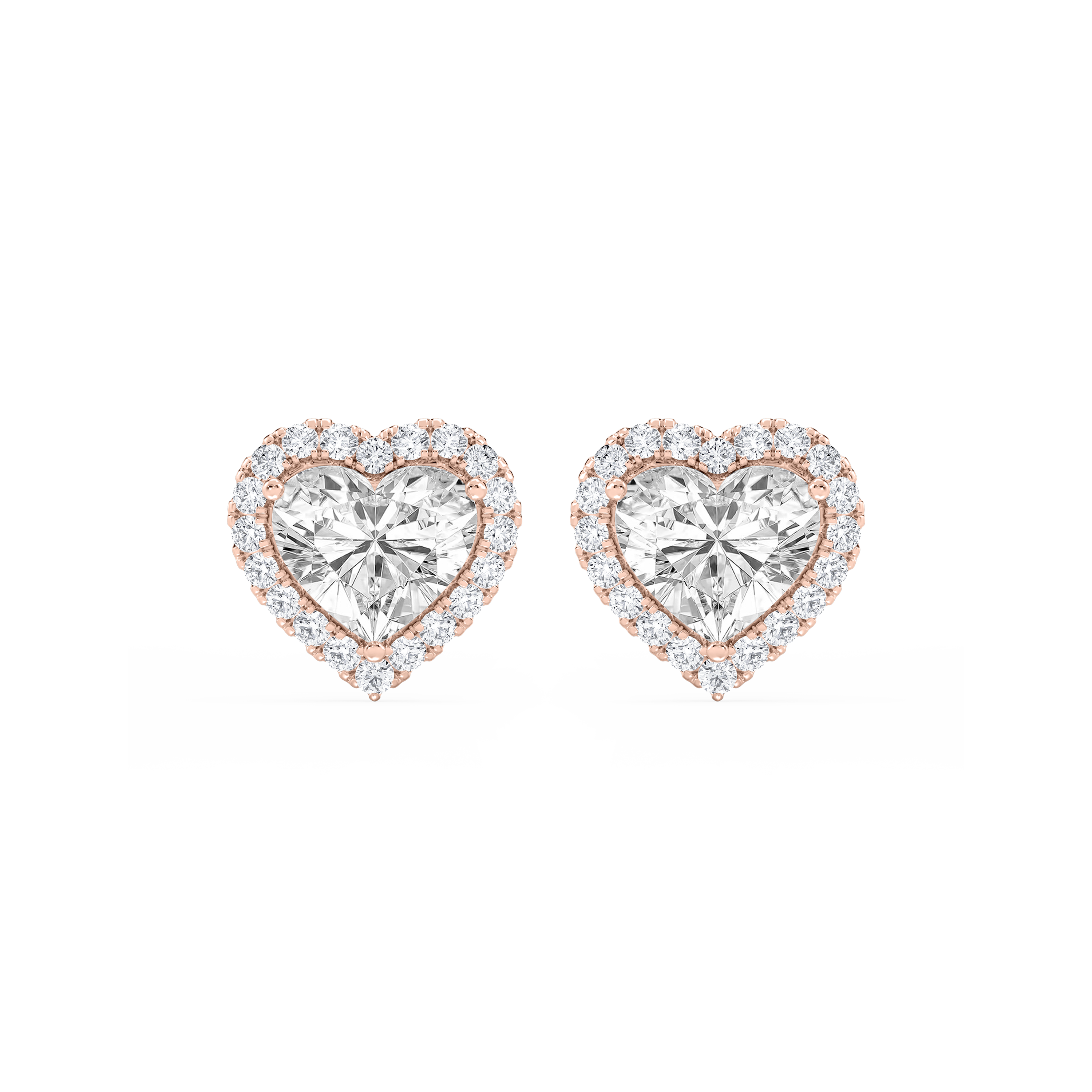 Lovea Halo Ohrstecker – Herzschliff – Roségold