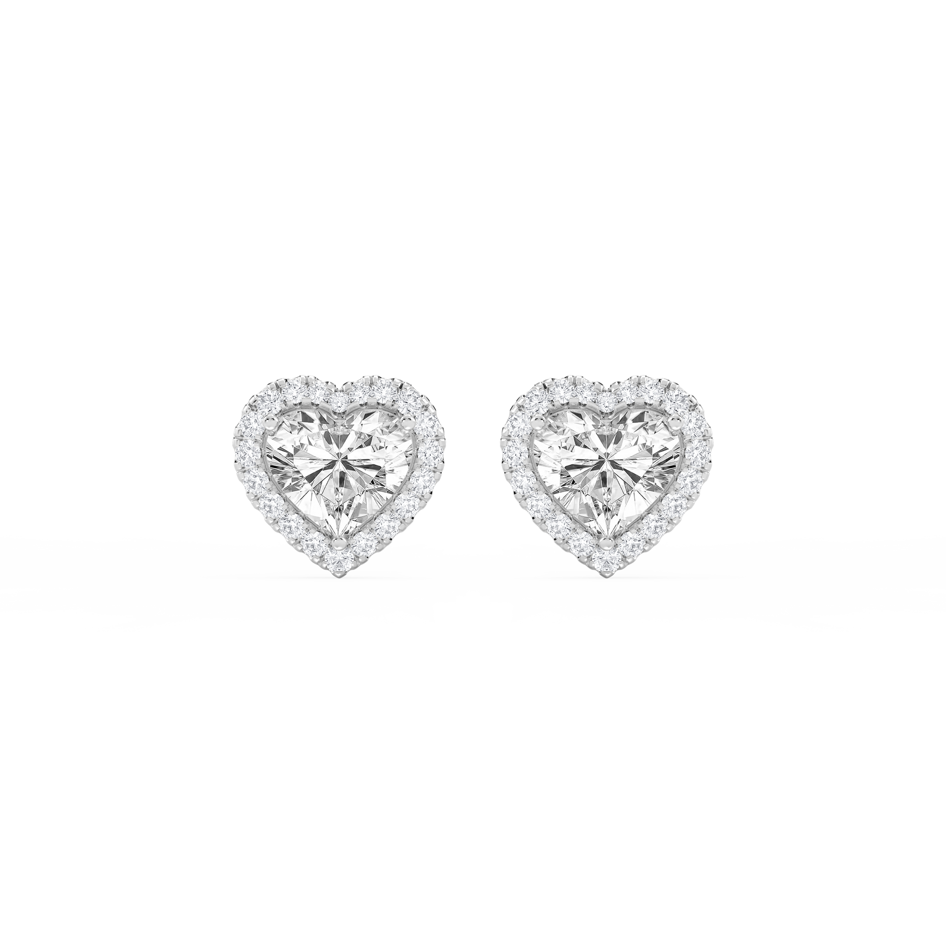 Lovea Halo Ohrstecker – Herzschliff – Weißgold