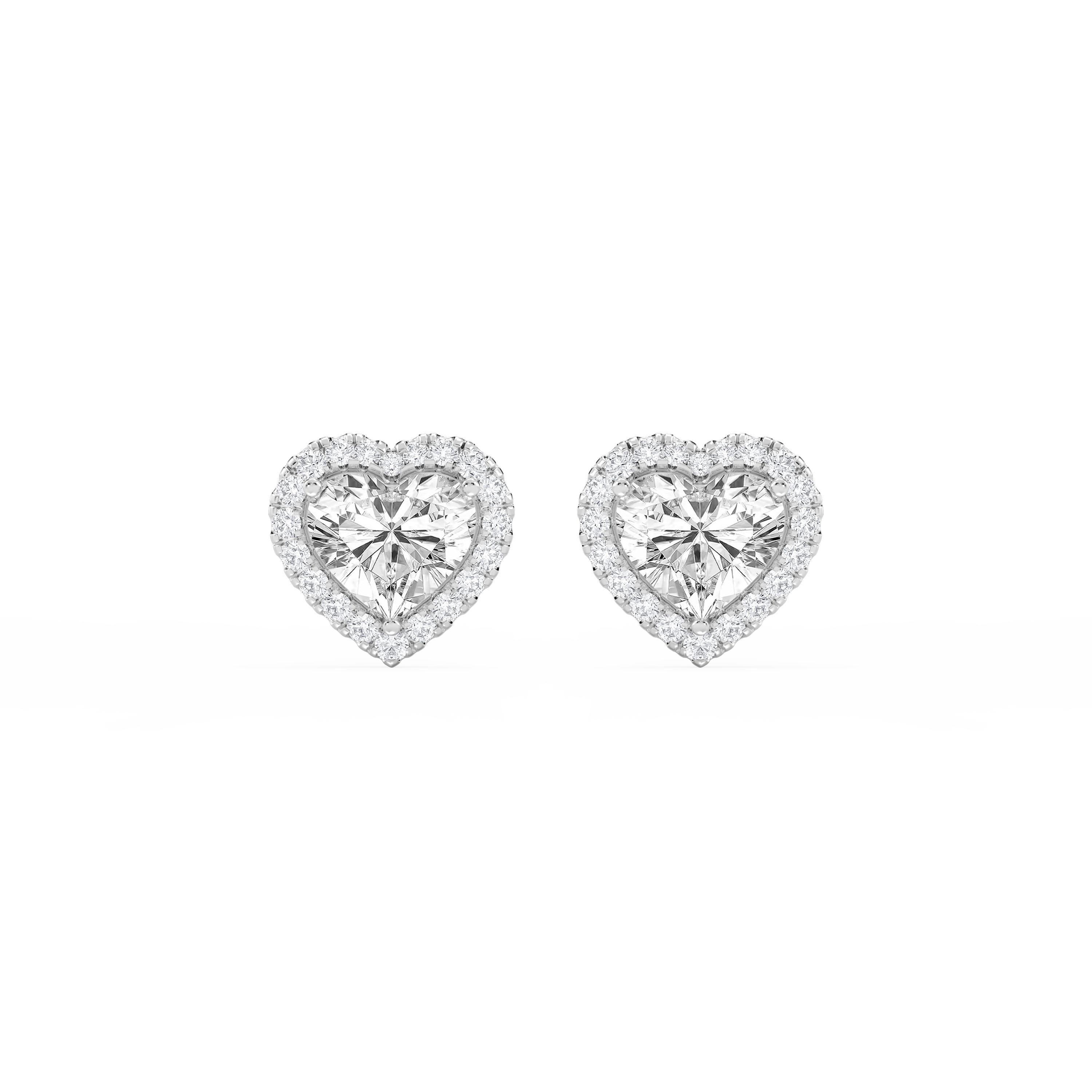 Lovea Halo Ohrstecker – Herzschliff – Weißgold