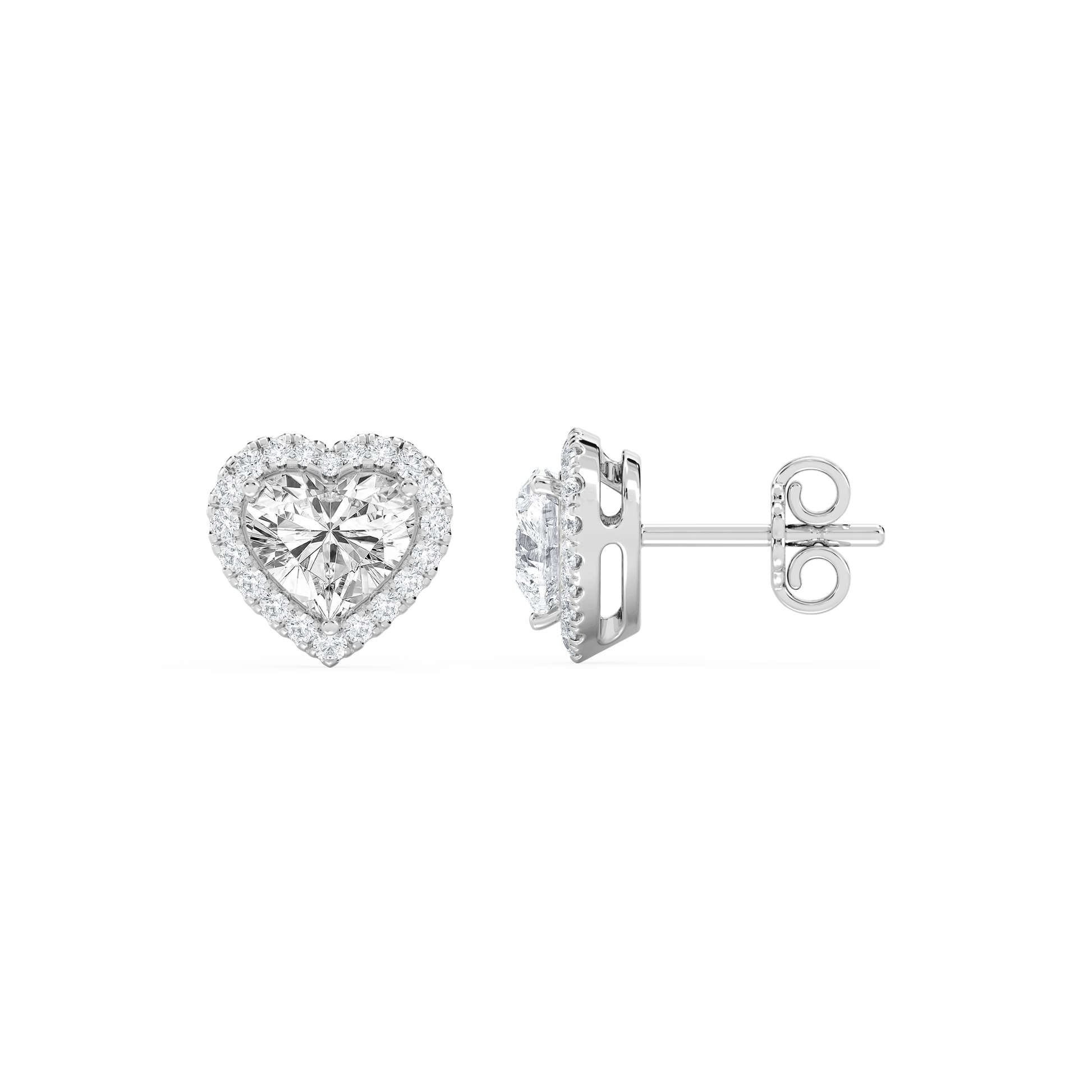 Lovea Halo Ohrstecker – Herzschliff – Weißgold