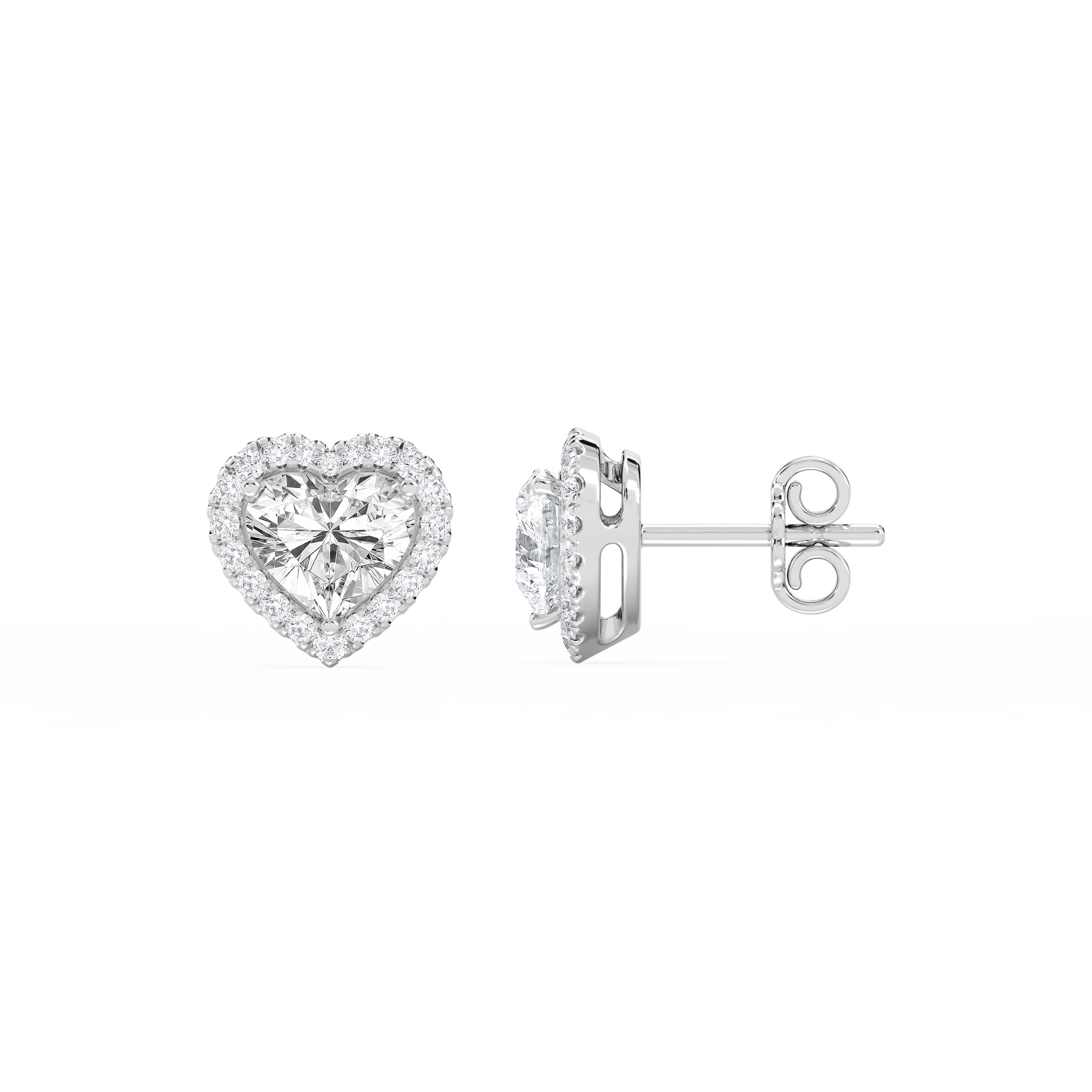 Lovea Halo Ohrstecker – Herzschliff – Weißgold