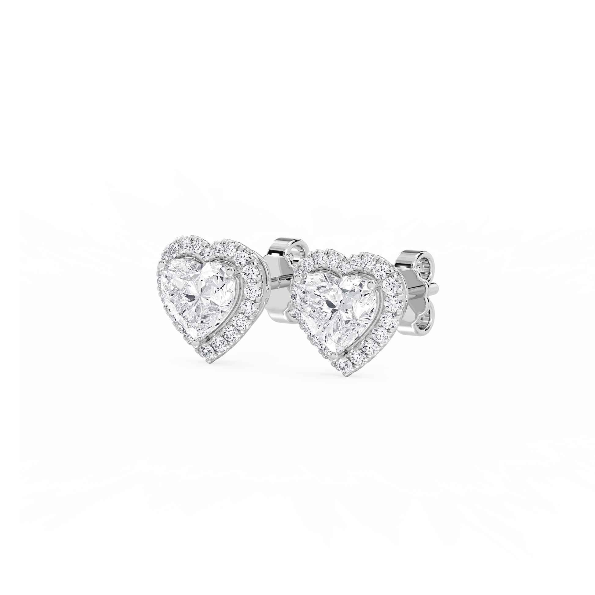Lovea Halo Ohrstecker – Herzschliff – Weißgold